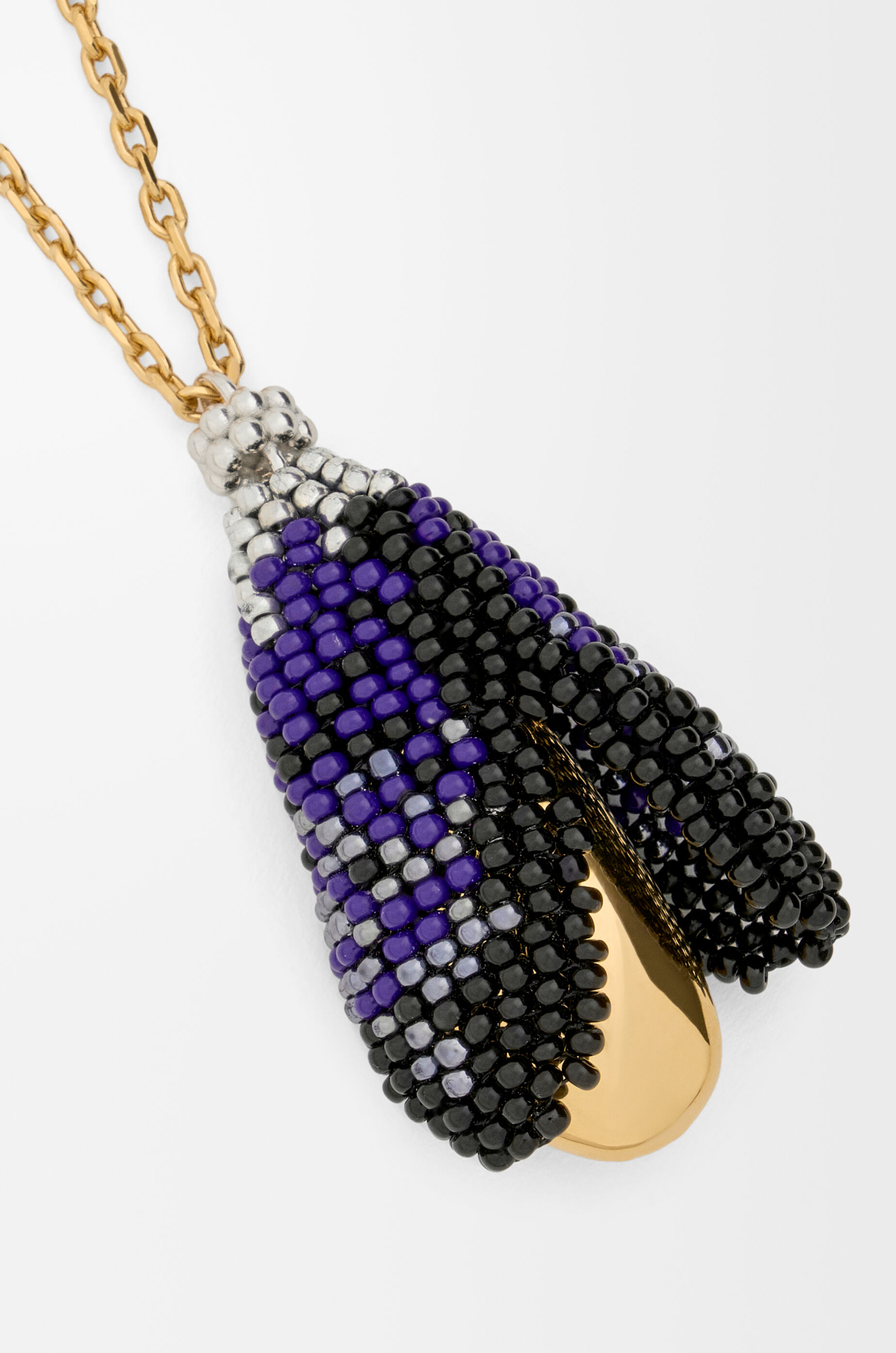 LOEWE Shell necklace in sterling silver and beads Gold/Black