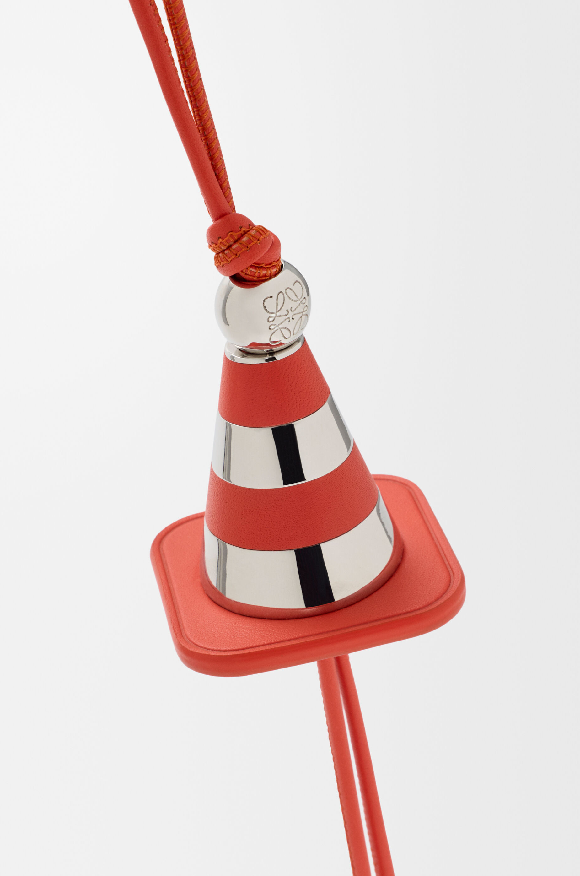 LOEWE Work cone charm in brass and calfskin Red