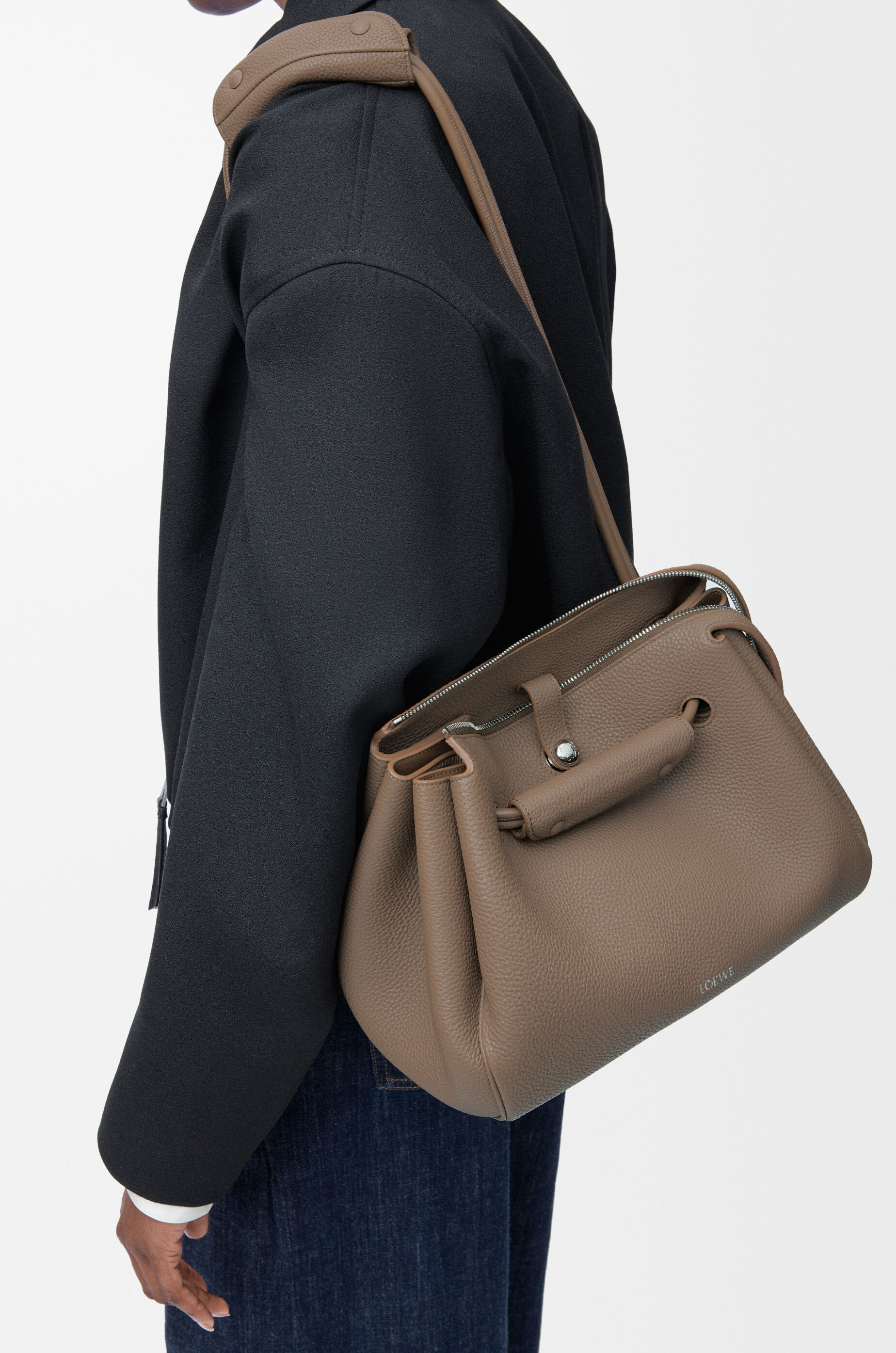 LOEWE Medium Madrid bag in supple grained calfskin Taupe