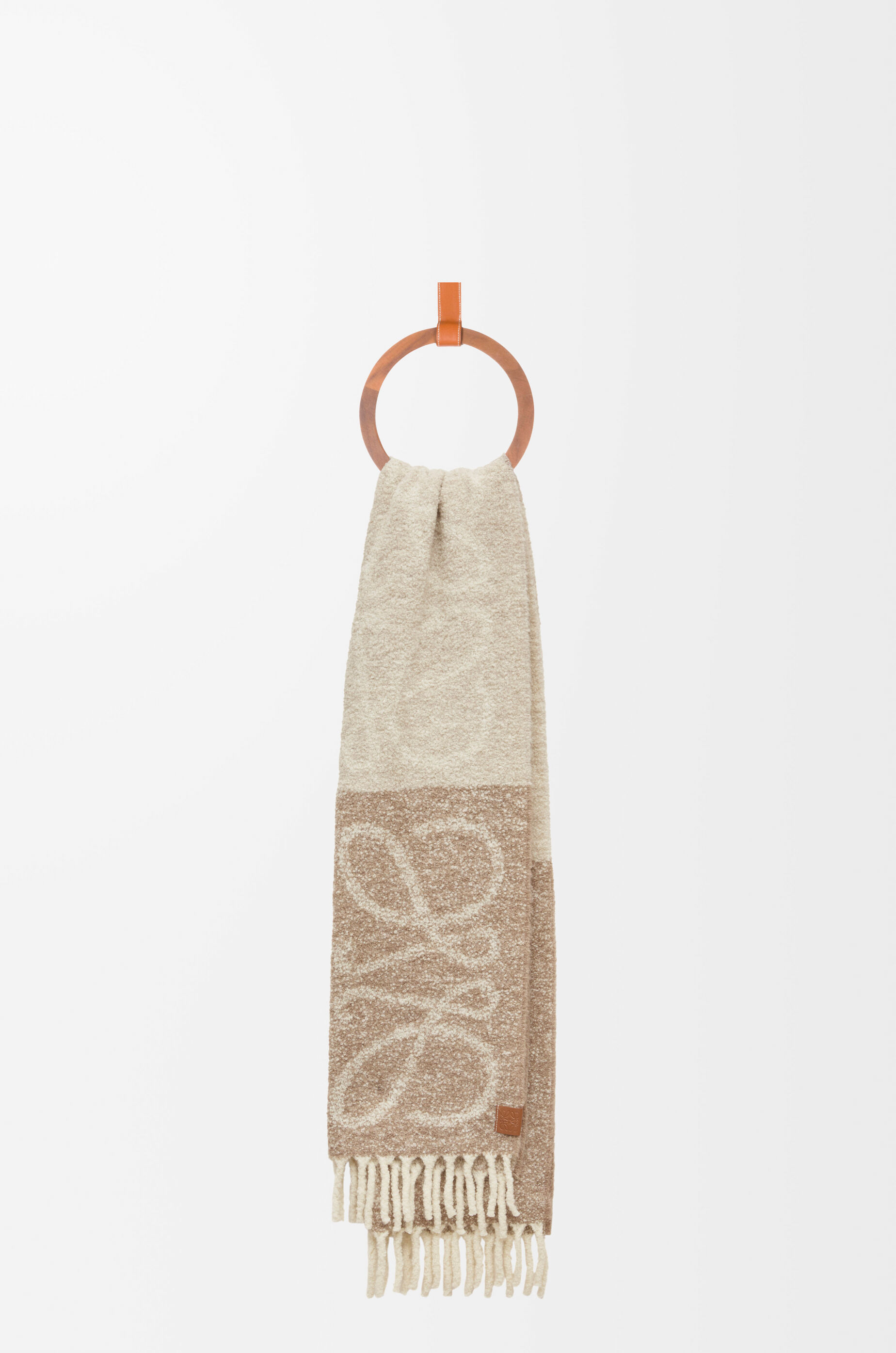 LOEWE Anagram scarf in alpaca and wool Beige/White