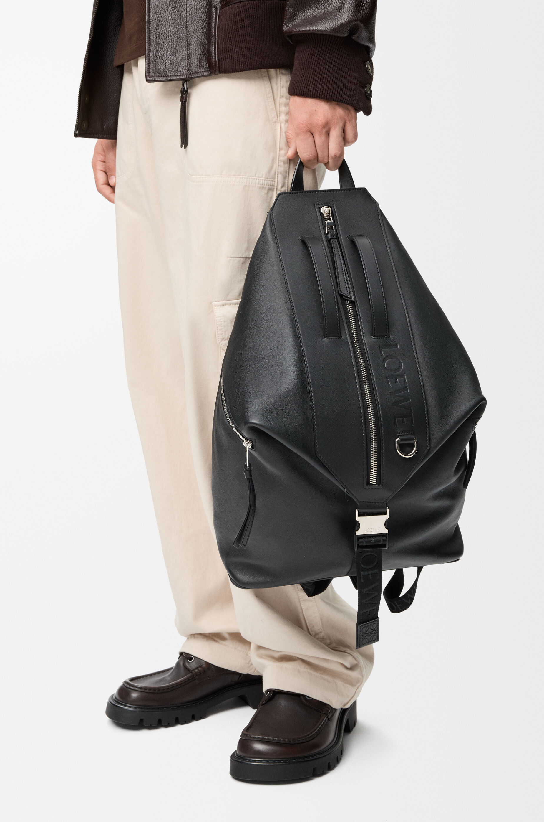 LOEWE Convertible backpack in classic calfskin Black