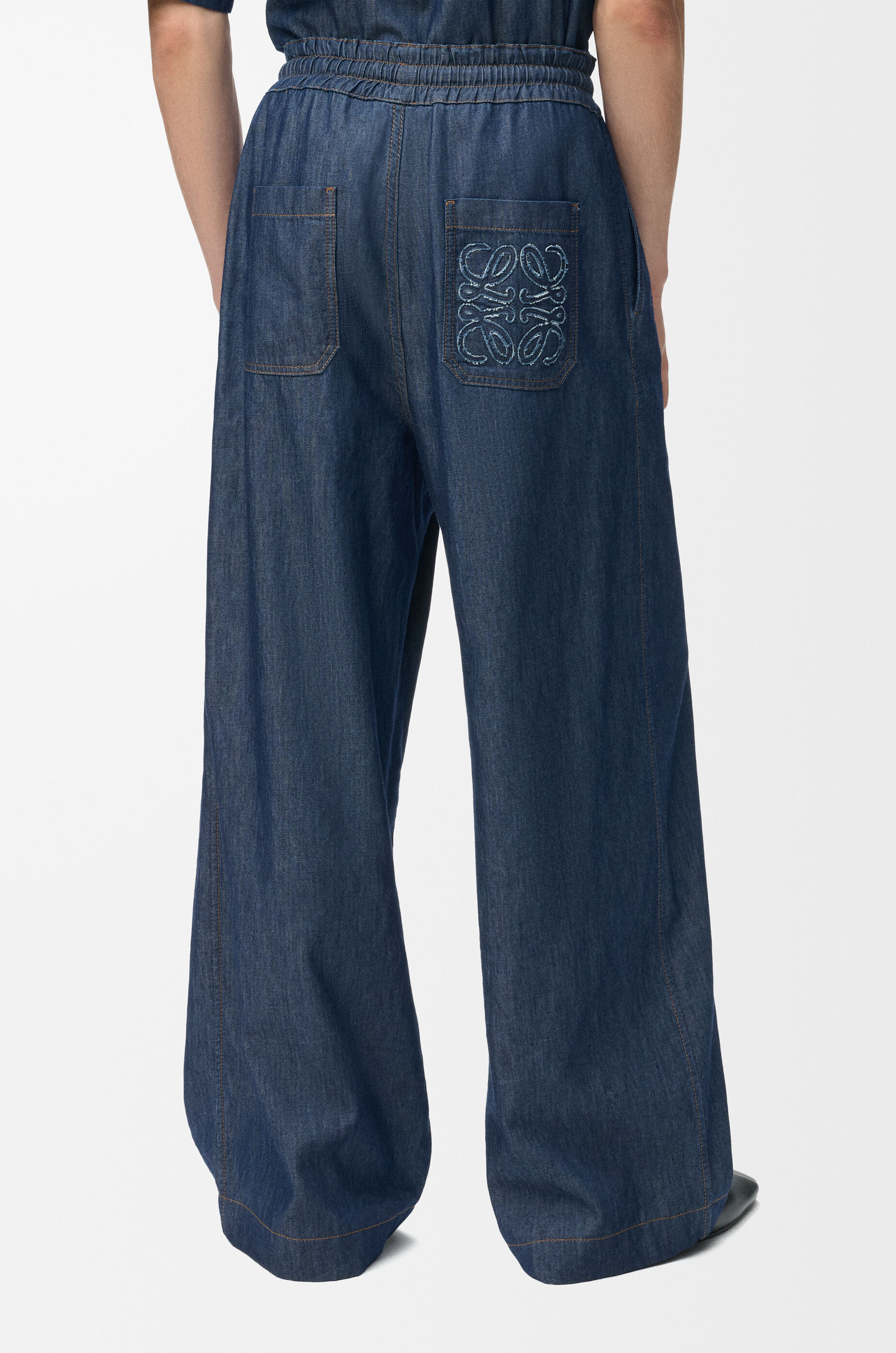 LOEWE Drawstring trousers in cotton Denim Blue