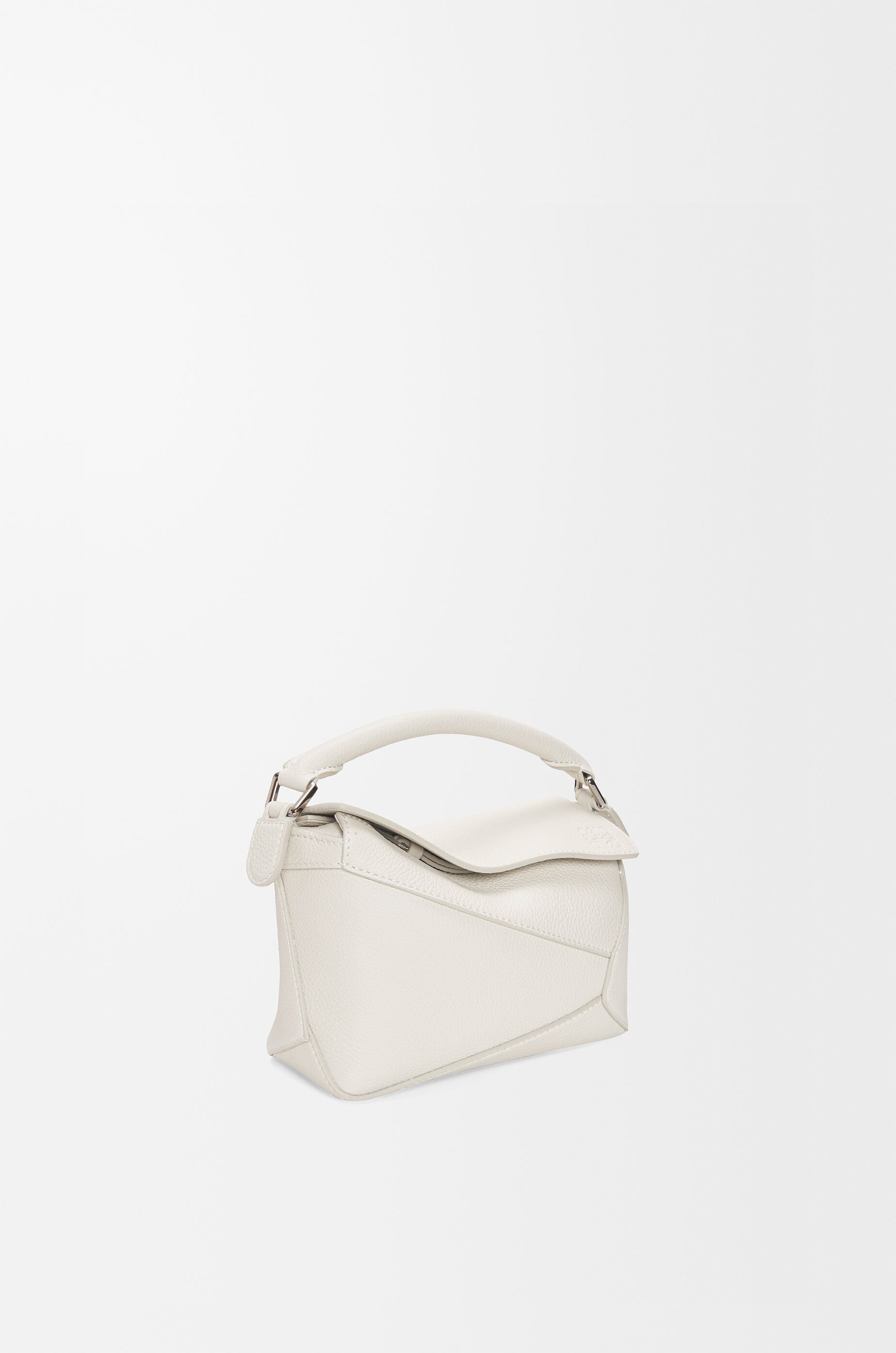 LOEWE Mini Puzzle Edge bag in soft grained calfskin Light Ghost