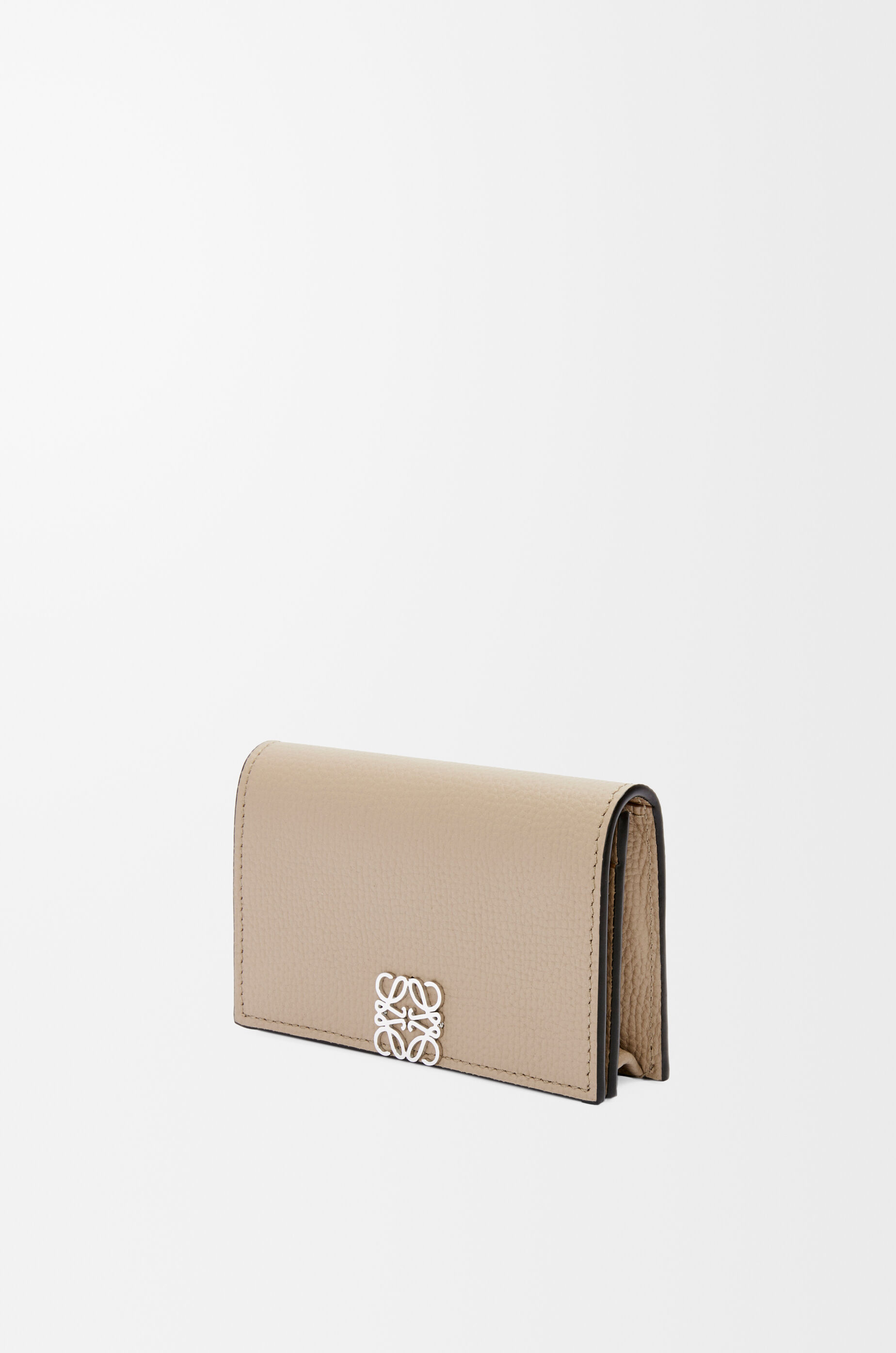 LOEWE Anagram business cardholder in pebble grained calfskin Sand