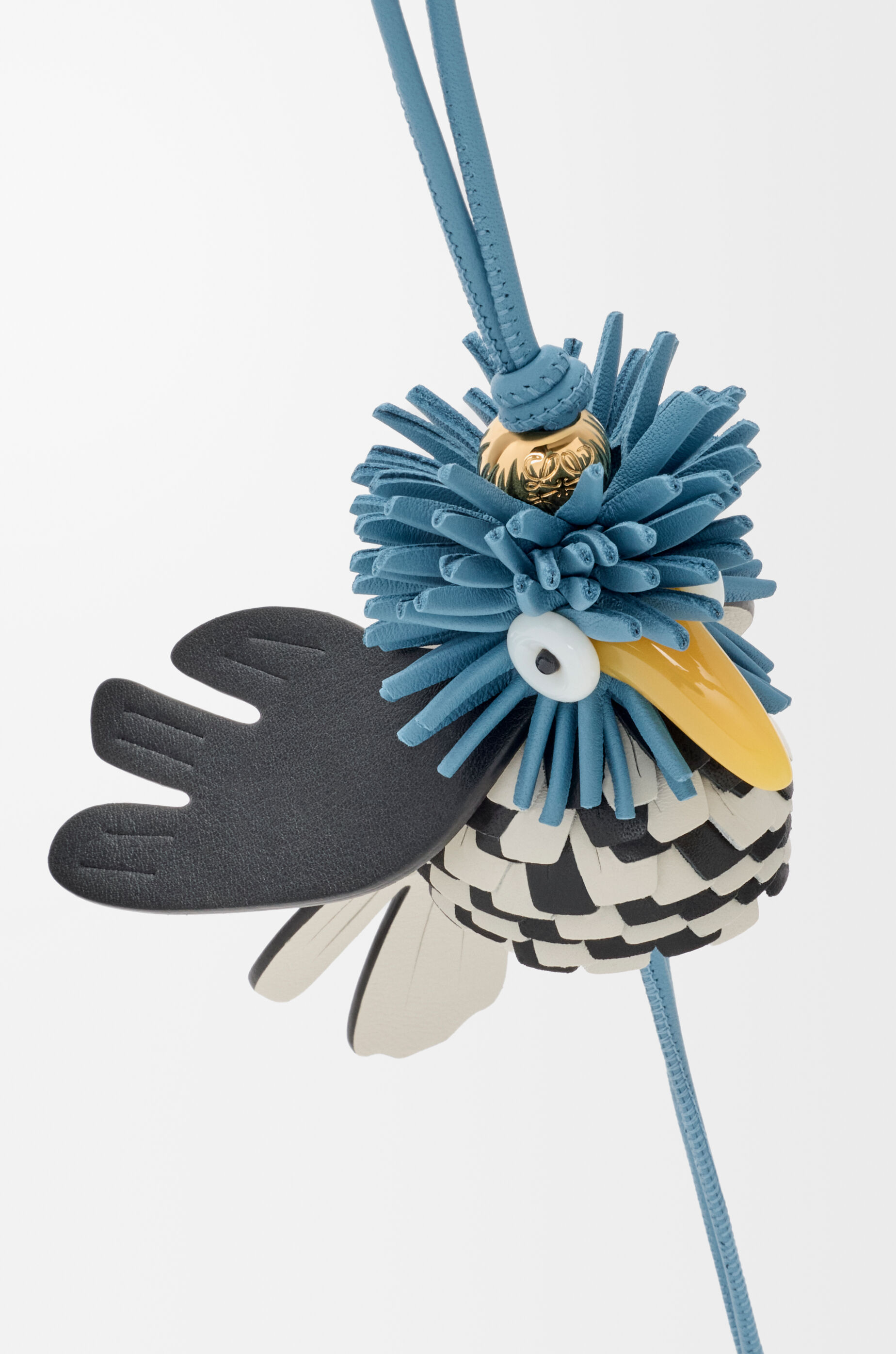 LOEWE Hoopoe bird charm in classic calfskin Blue/Black
