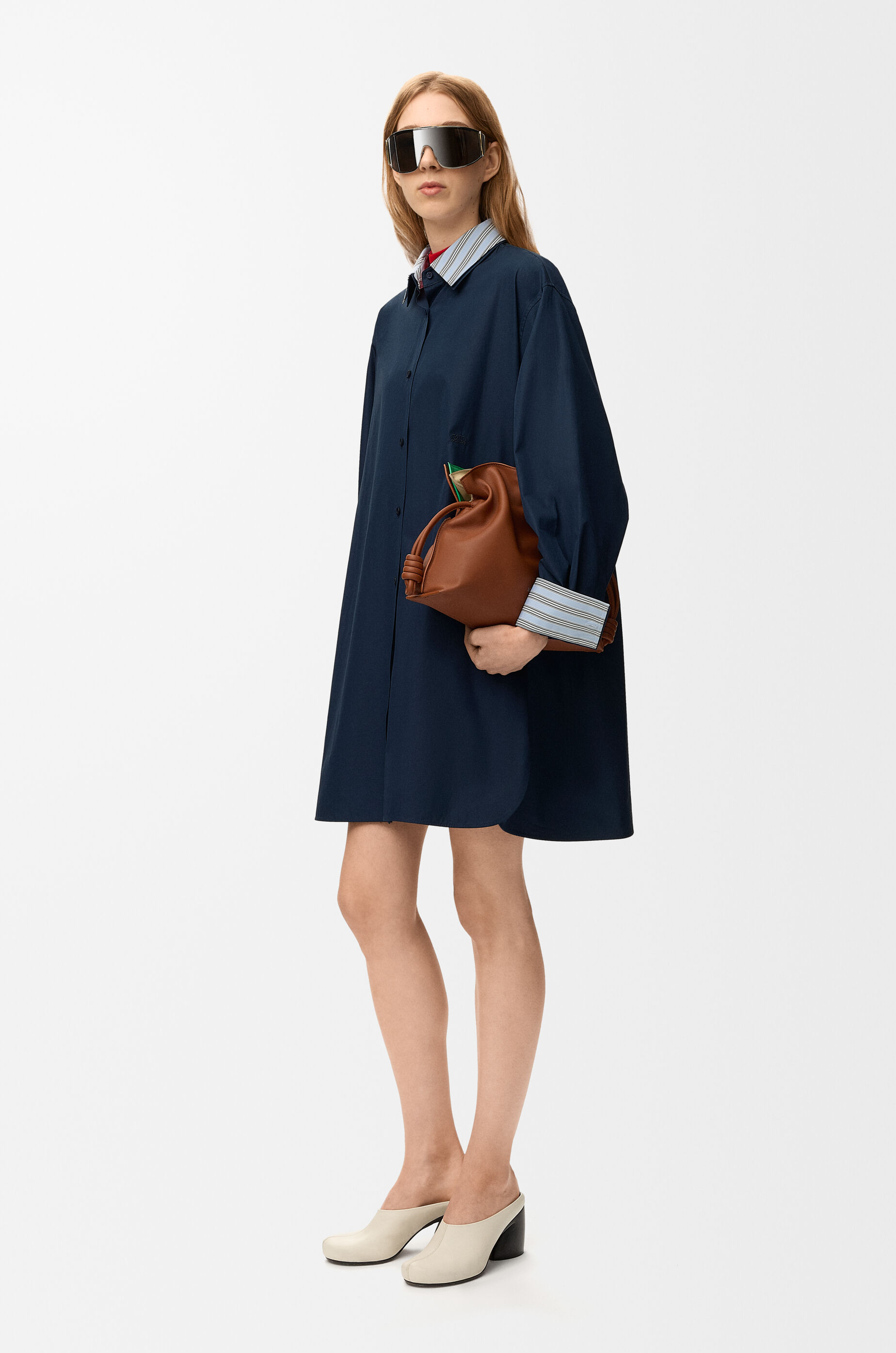 LOEWE Shirt dress in cotton Navy Blue