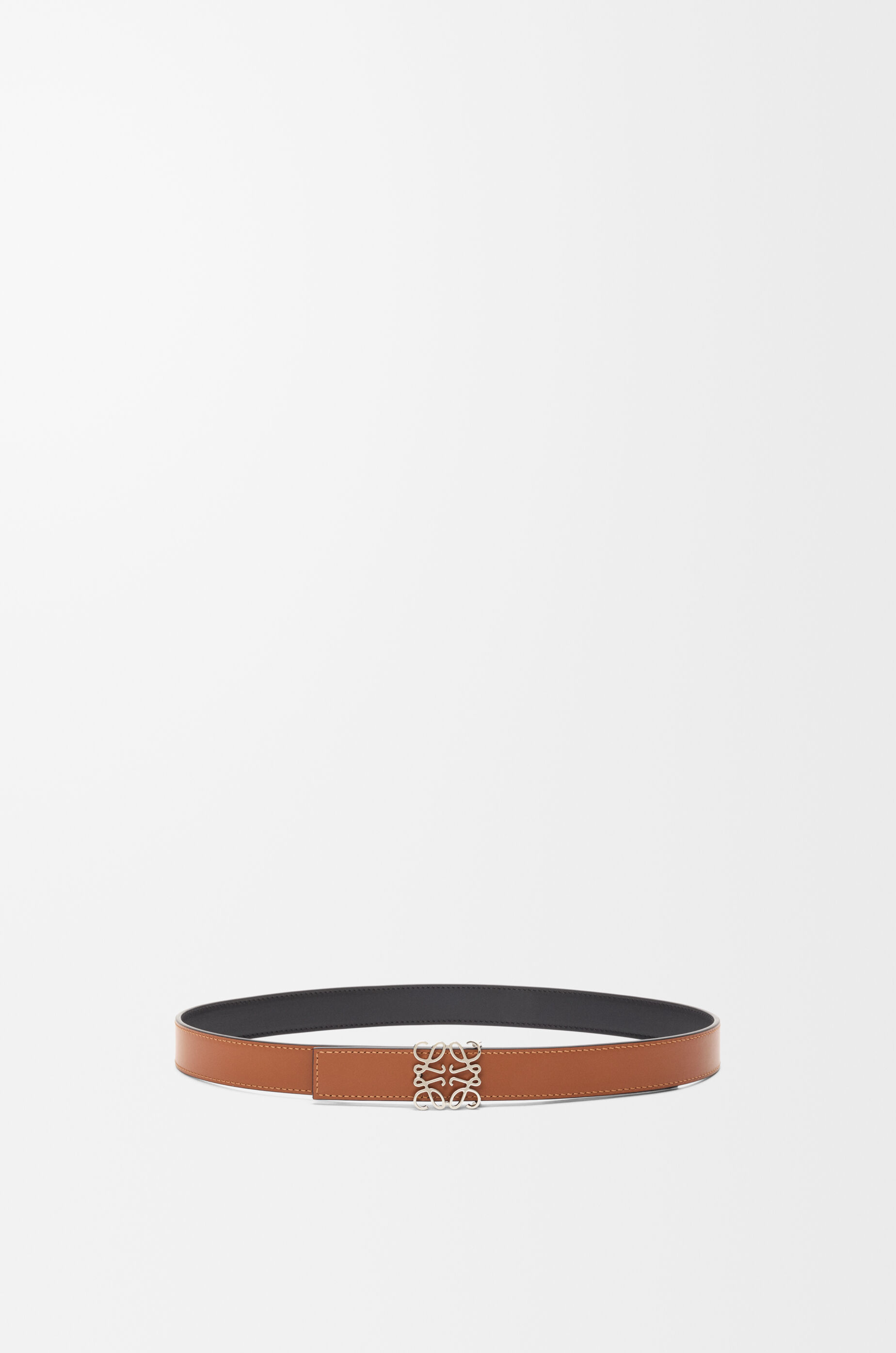 LOEWE Reversible Anagram belt in smooth calfskin Black/Tan/Palladium