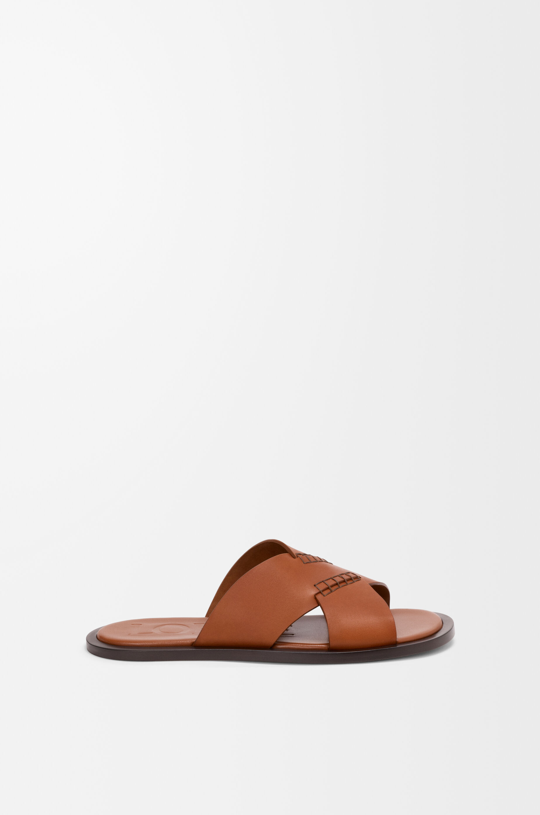 LOEWE Flex criss-cross slide in vegetable-tanned calfskin Tan