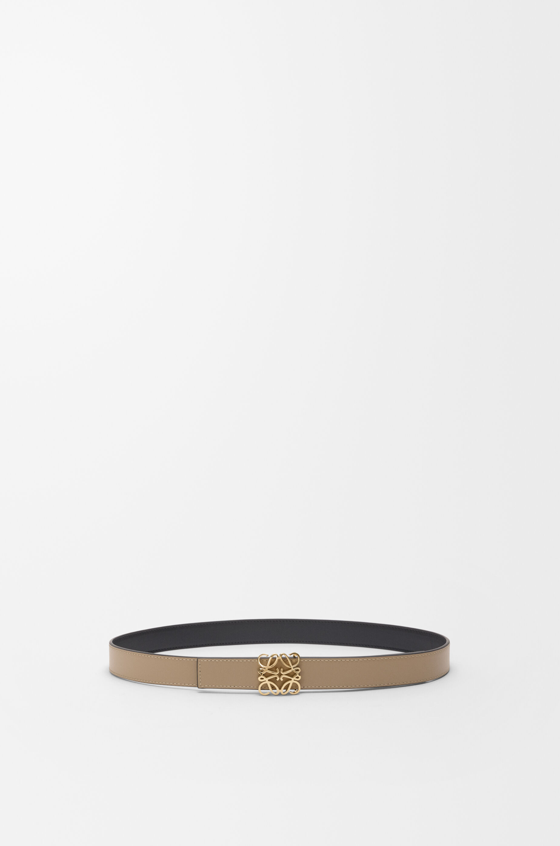 LOEWE Reversible Anagram Bombé belt in smooth calfskin Black/Clay