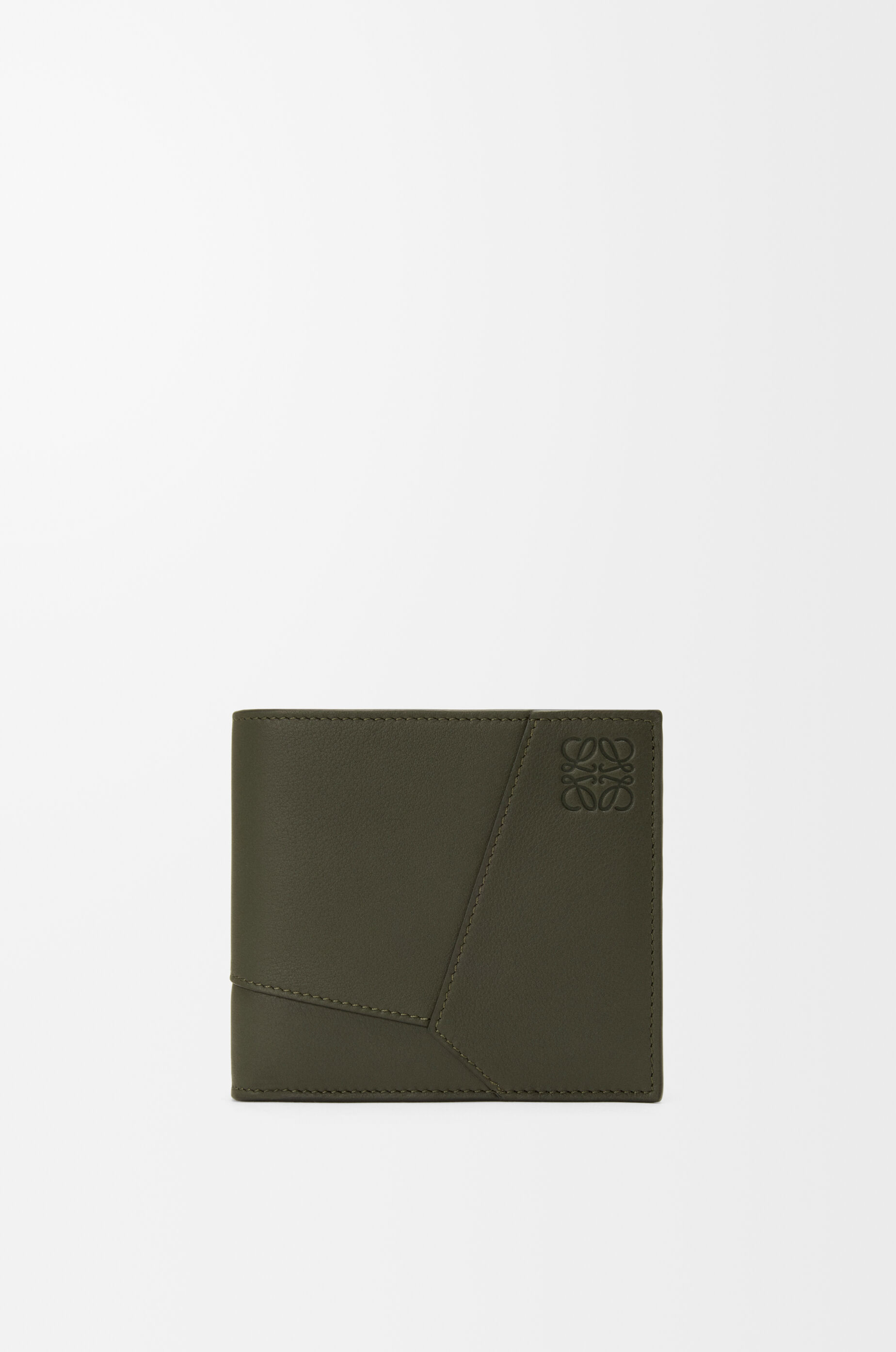 LOEWE Puzzle bifold coin wallet in classic calfskin Dark Khaki