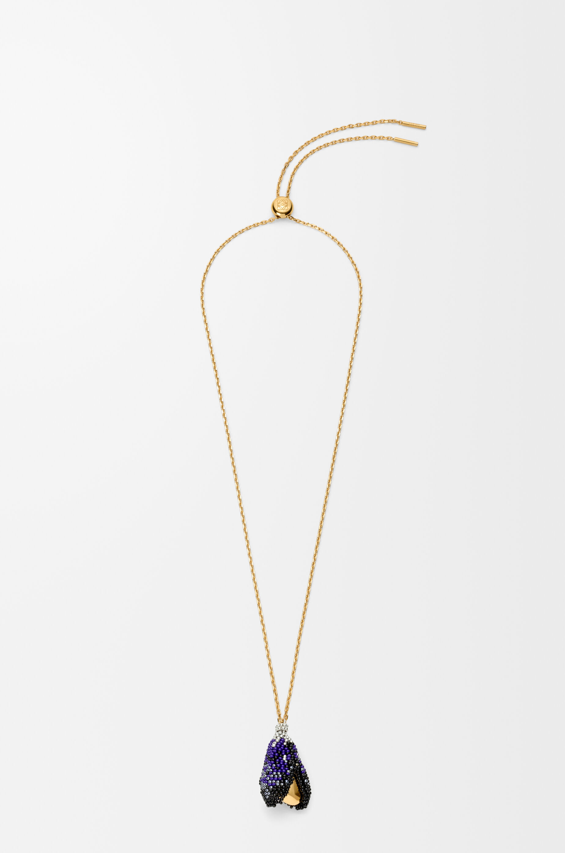 LOEWE Shell necklace in sterling silver and beads Gold/Black