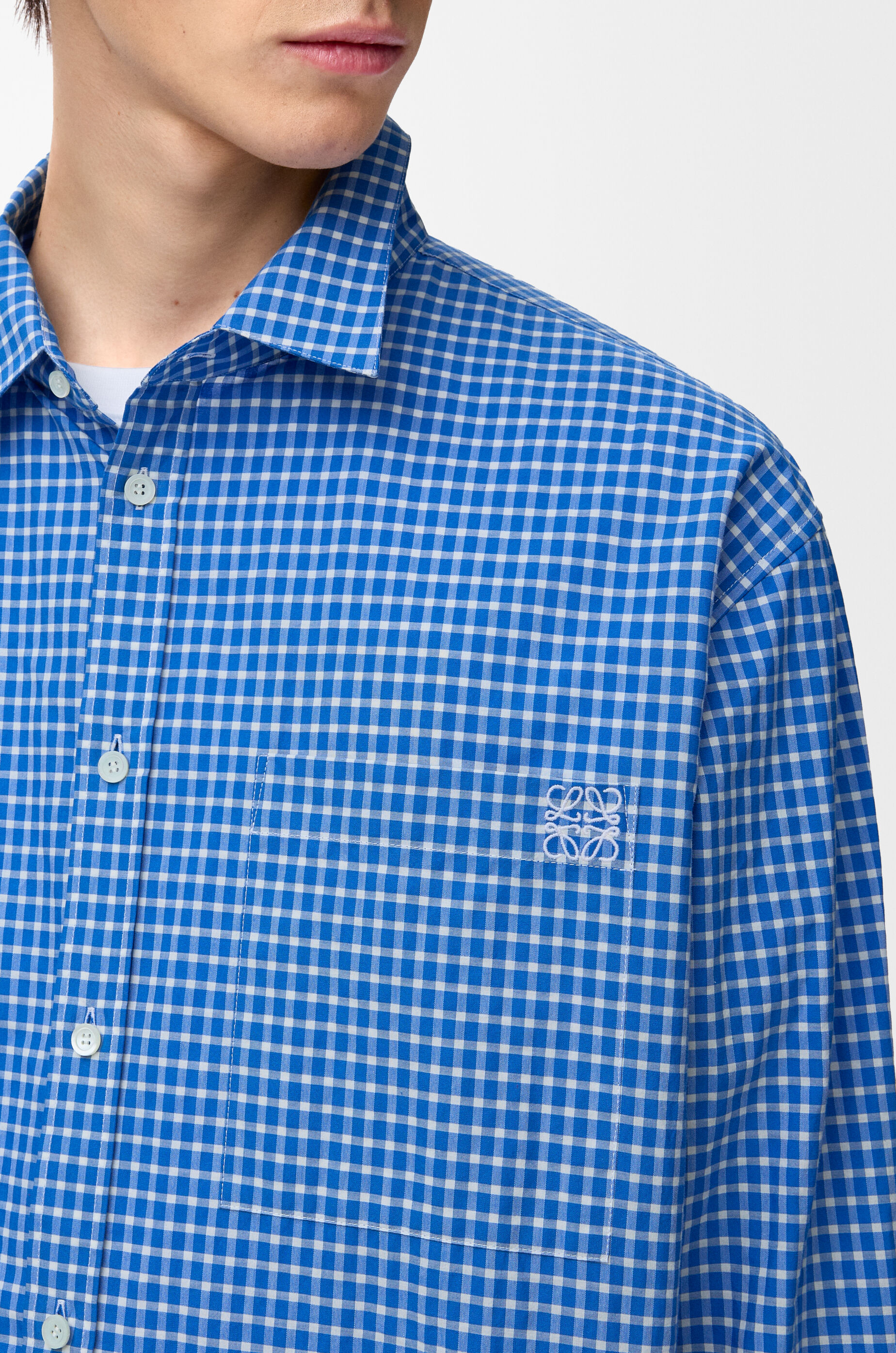 LOEWE Shirt in cotton Blue/White