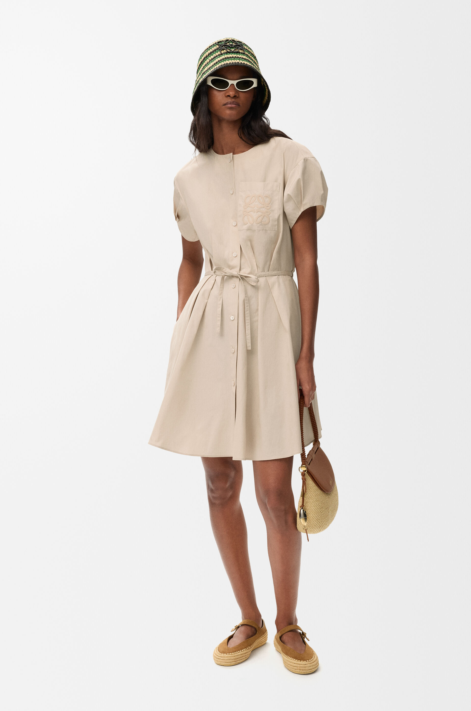 LOEWE Shirt dress in cotton Light Beige