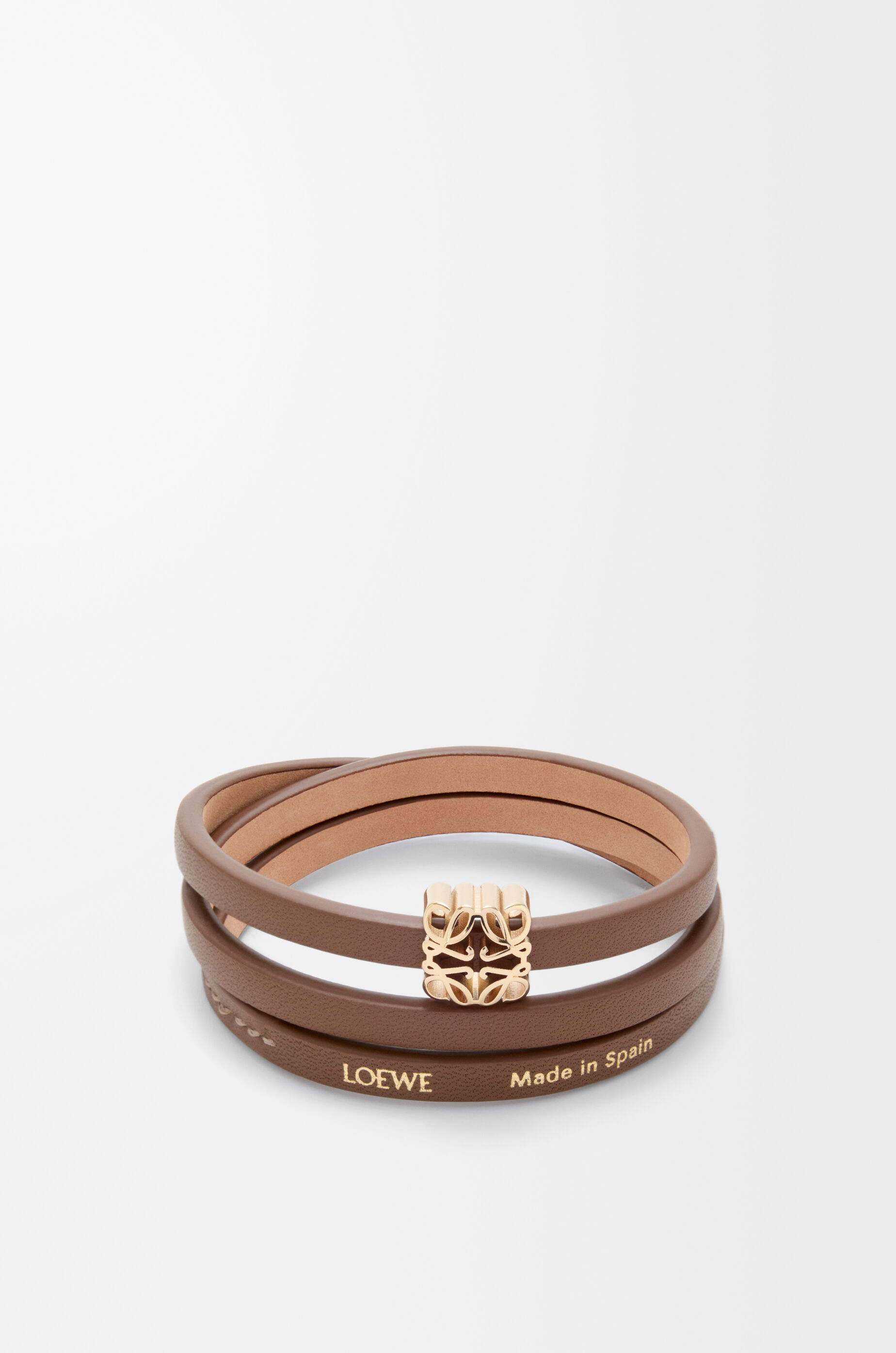 LOEWE Anagram Bombé twist bracelet in calfskin Cocoa