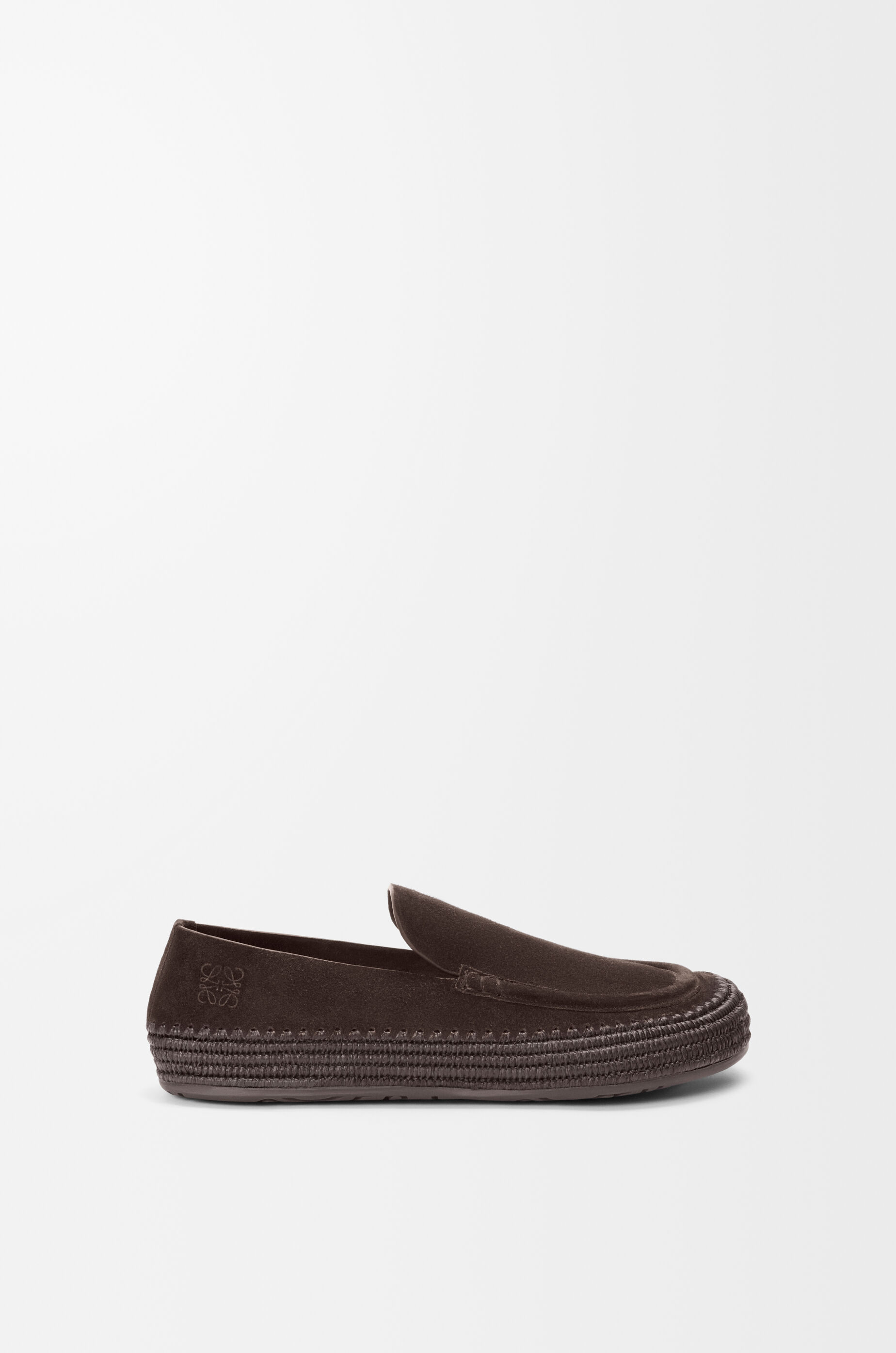 LOEWE Rio loafer in suede and raffia Dark Brown