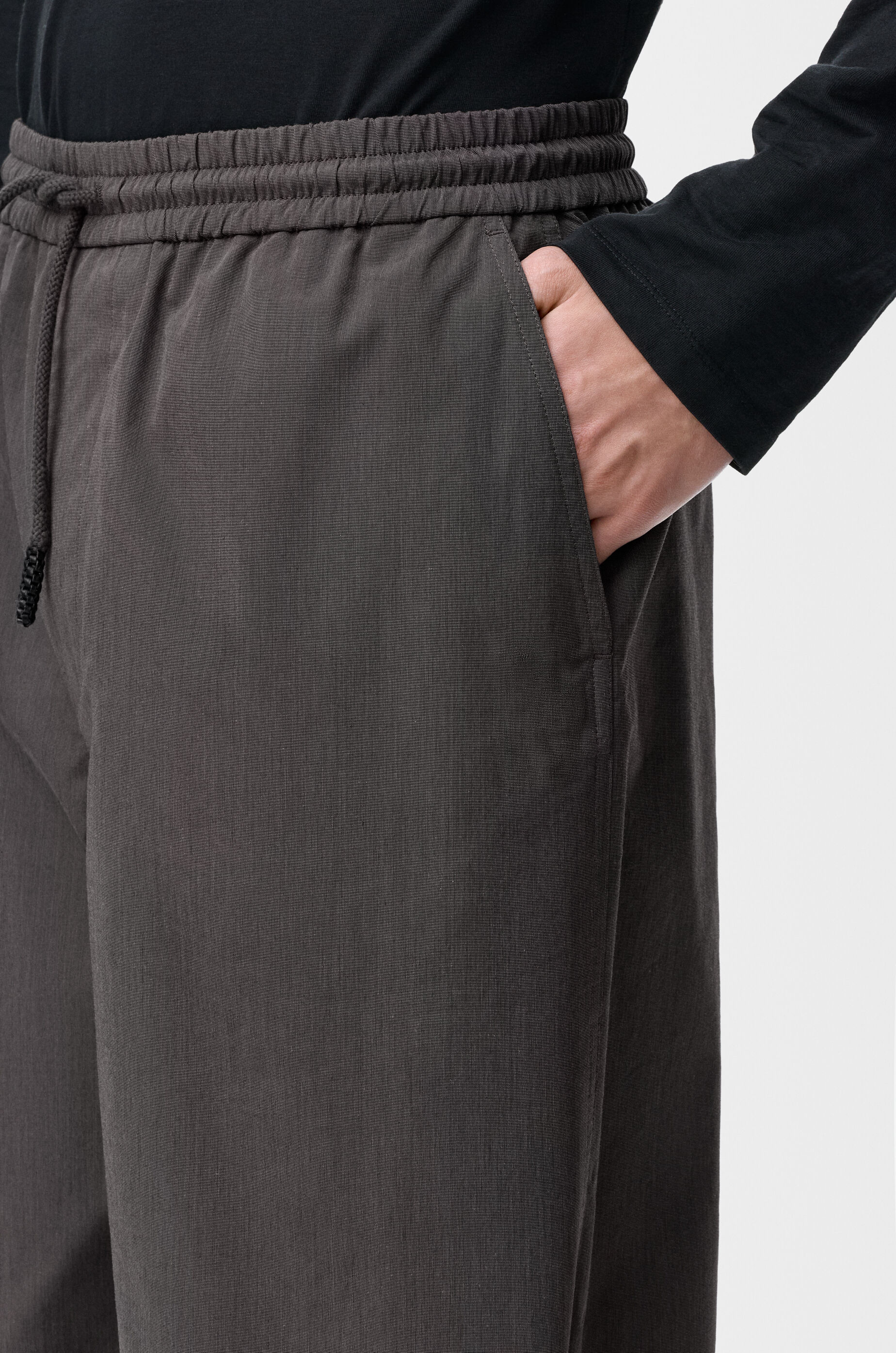 LOEWE Drawstring trousers in cotton and silk Medium Grey