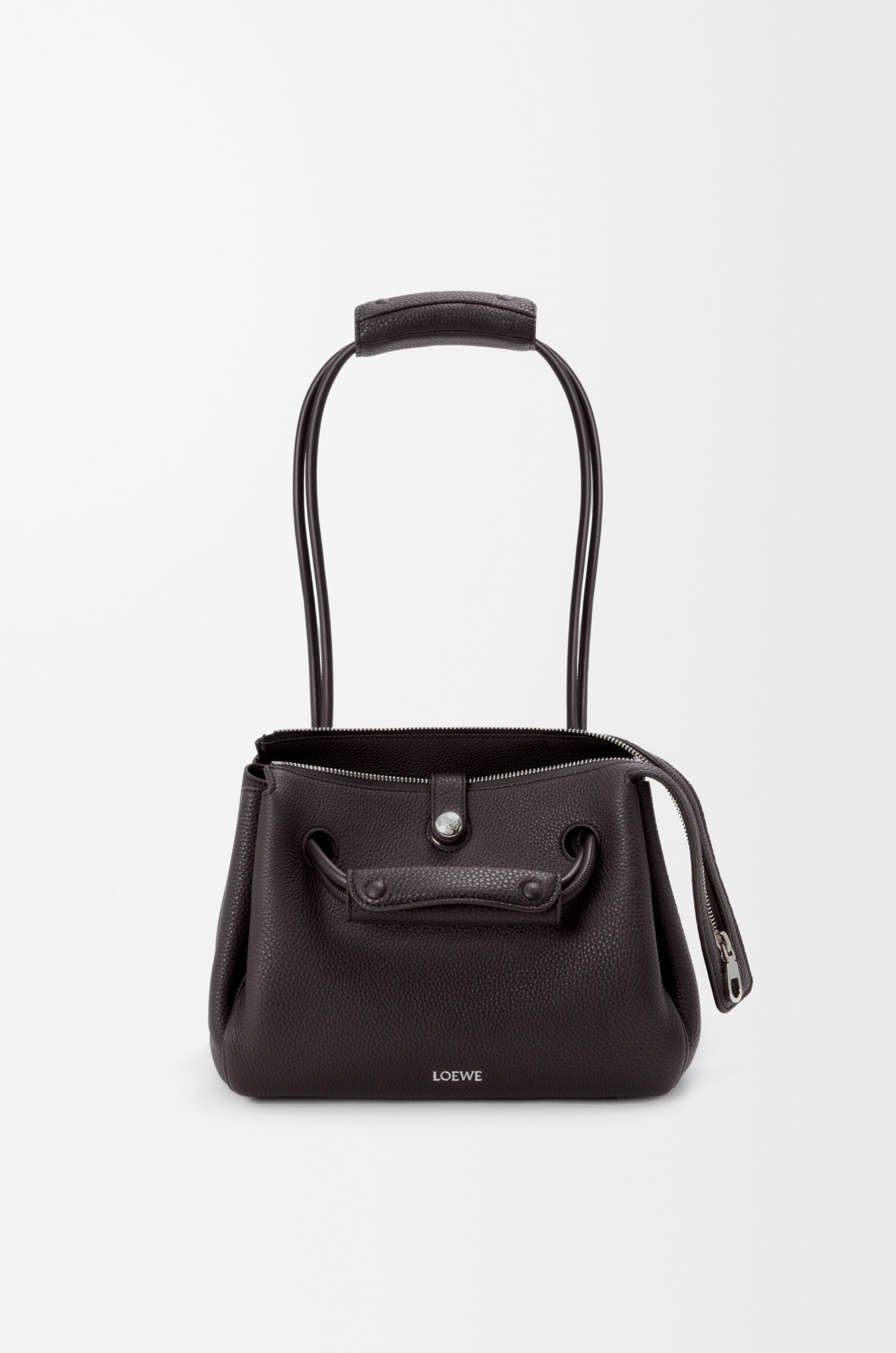 LOEWE Small Madrid bag in supple grained calfskin Dark Ebony
