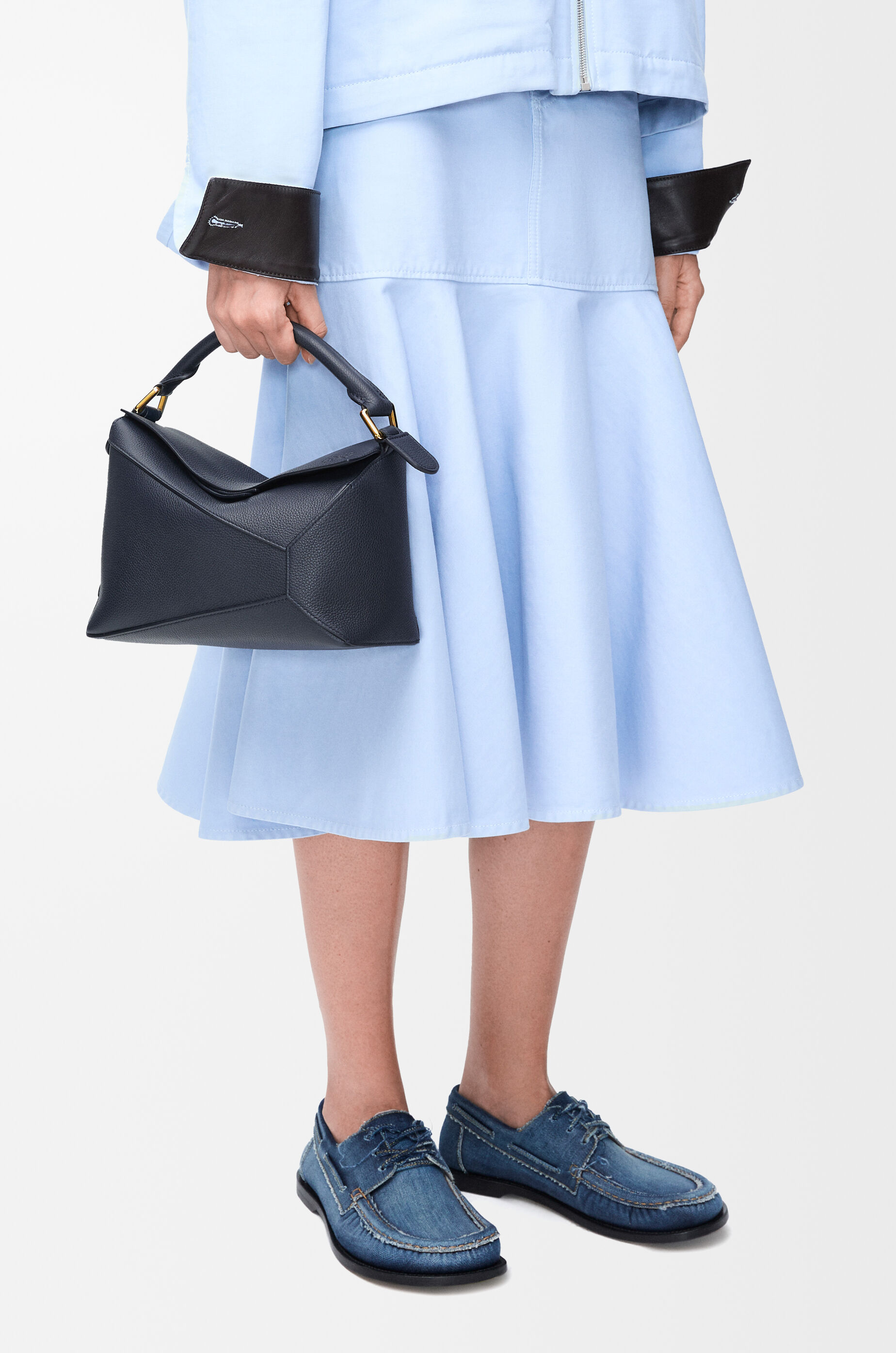 LOEWE Small Puzzle Edge bag in soft grained calfskin Deep Navy