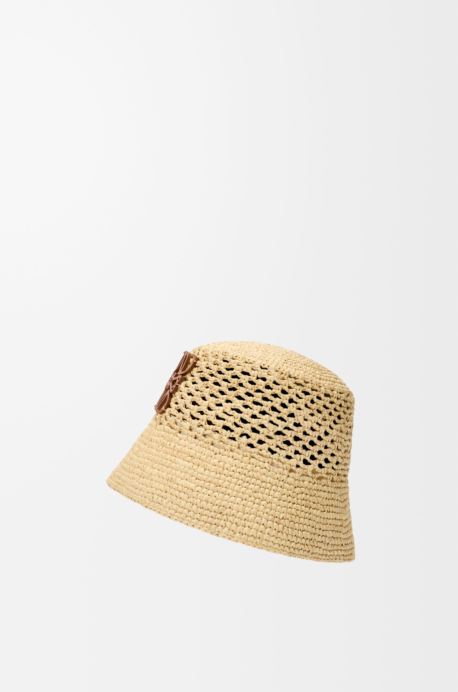 LOEWE Anagram bucket hat in raffia and calfskin Natural