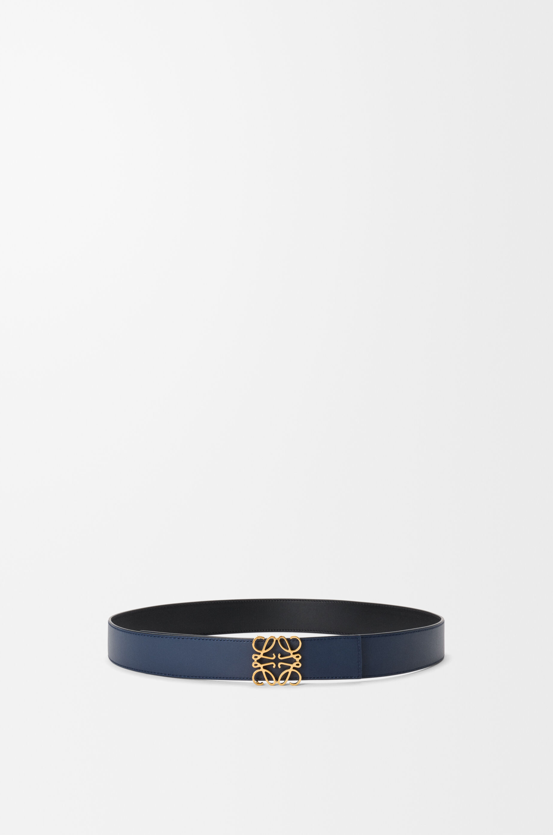 LOEWE Reversible Anagram belt in smooth calfskin Black/Ocean/Gold