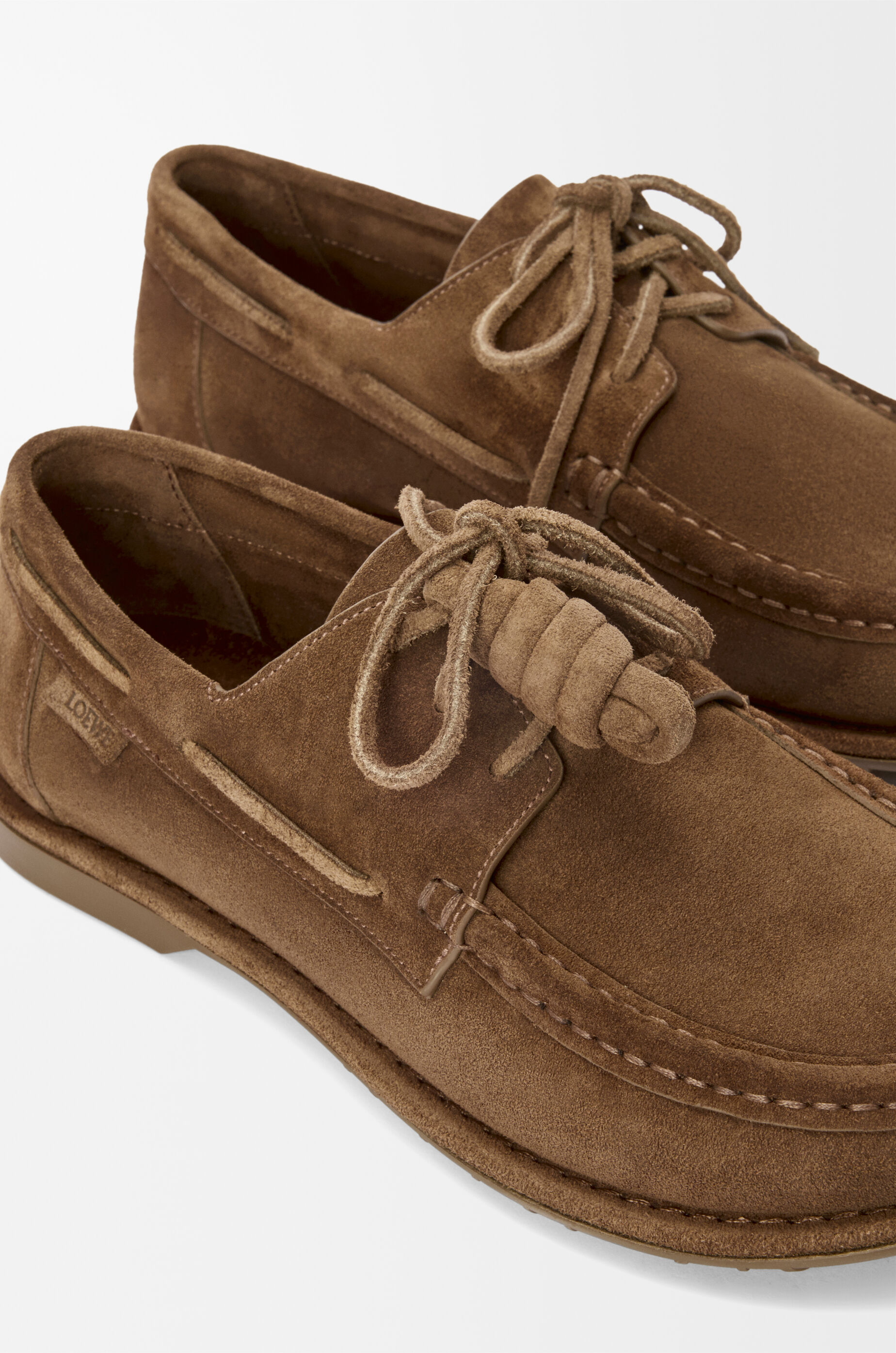 LOEWE Campo boat shoe in calfskin suede Brown