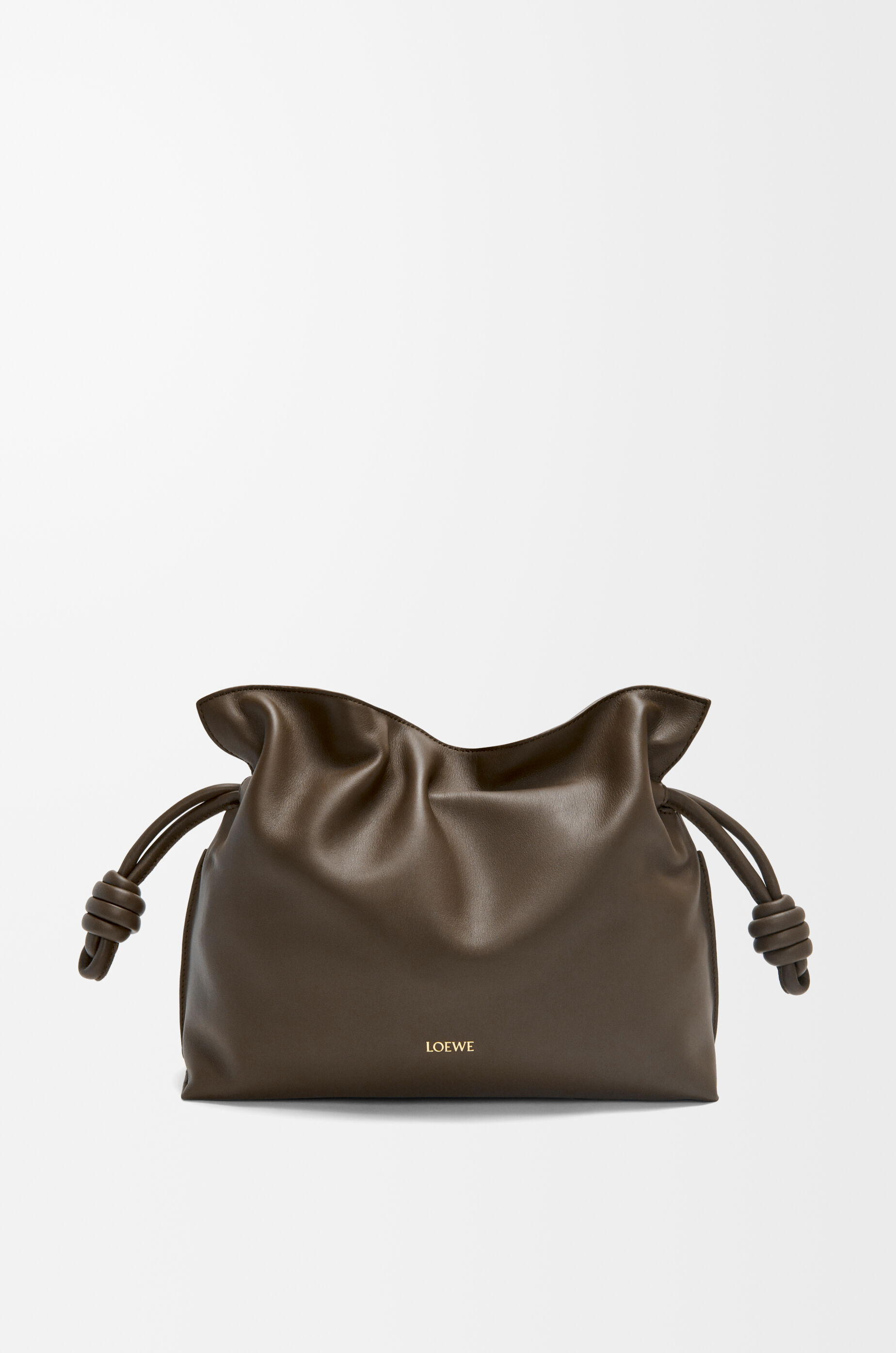 LOEWE Medium Flamenco clutch in nappa calfskin Chocolate