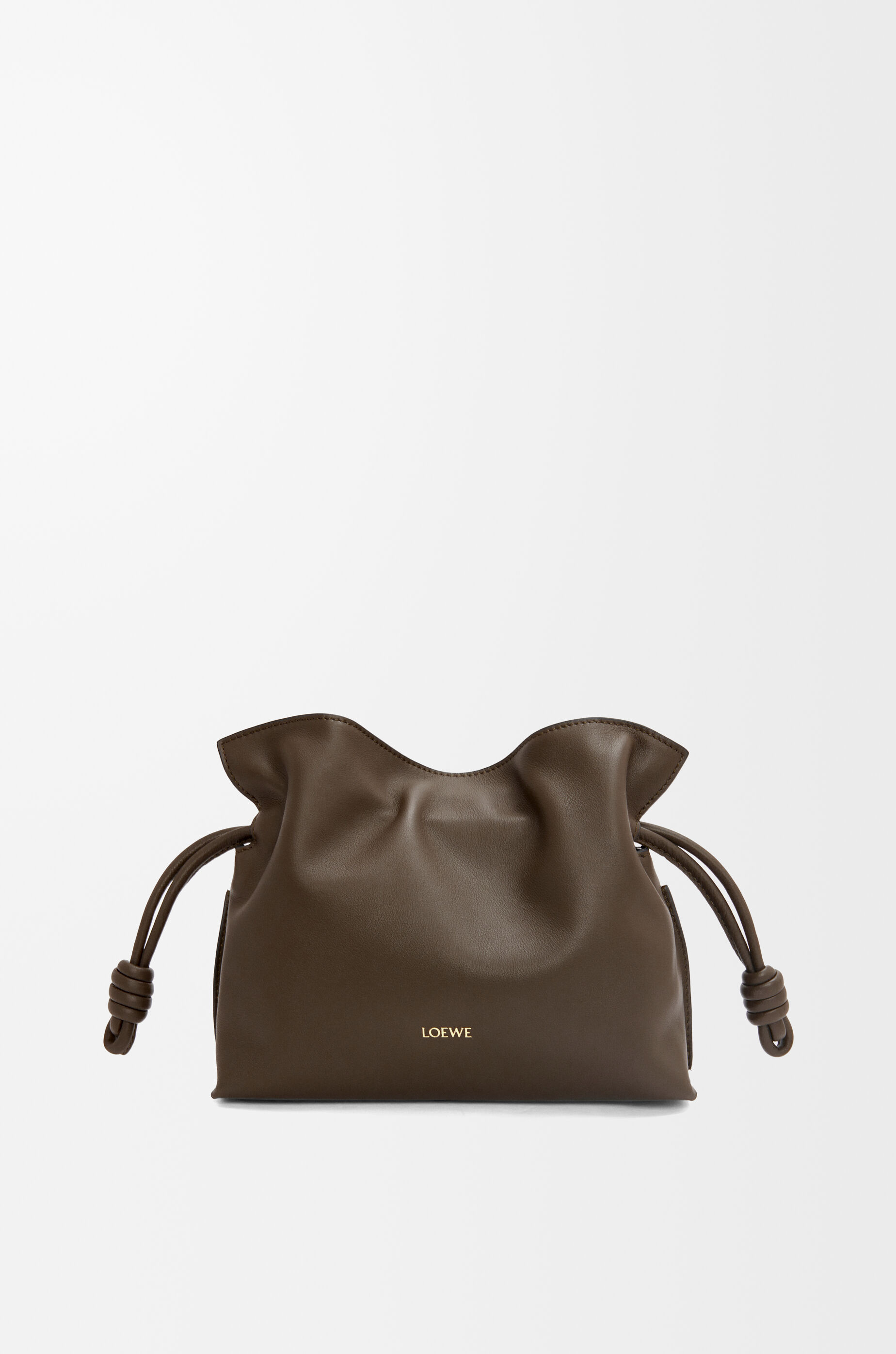 LOEWE Mini Flamenco clutch in nappa calfskin Chocolate