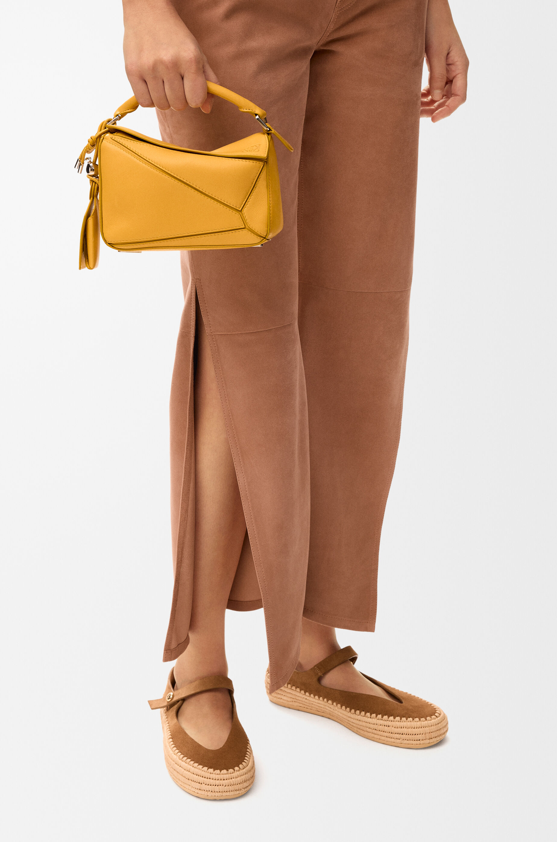 LOEWE Mini Featherlight Puzzle bag in nappa lambskin Mustard