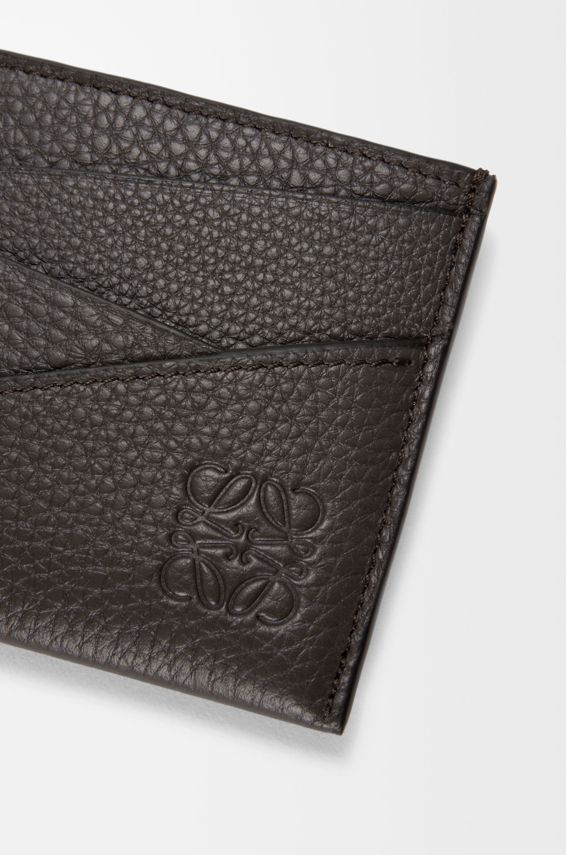 LOEWE Puzzle plain cardholder in supple grained calfskin Dark Grey