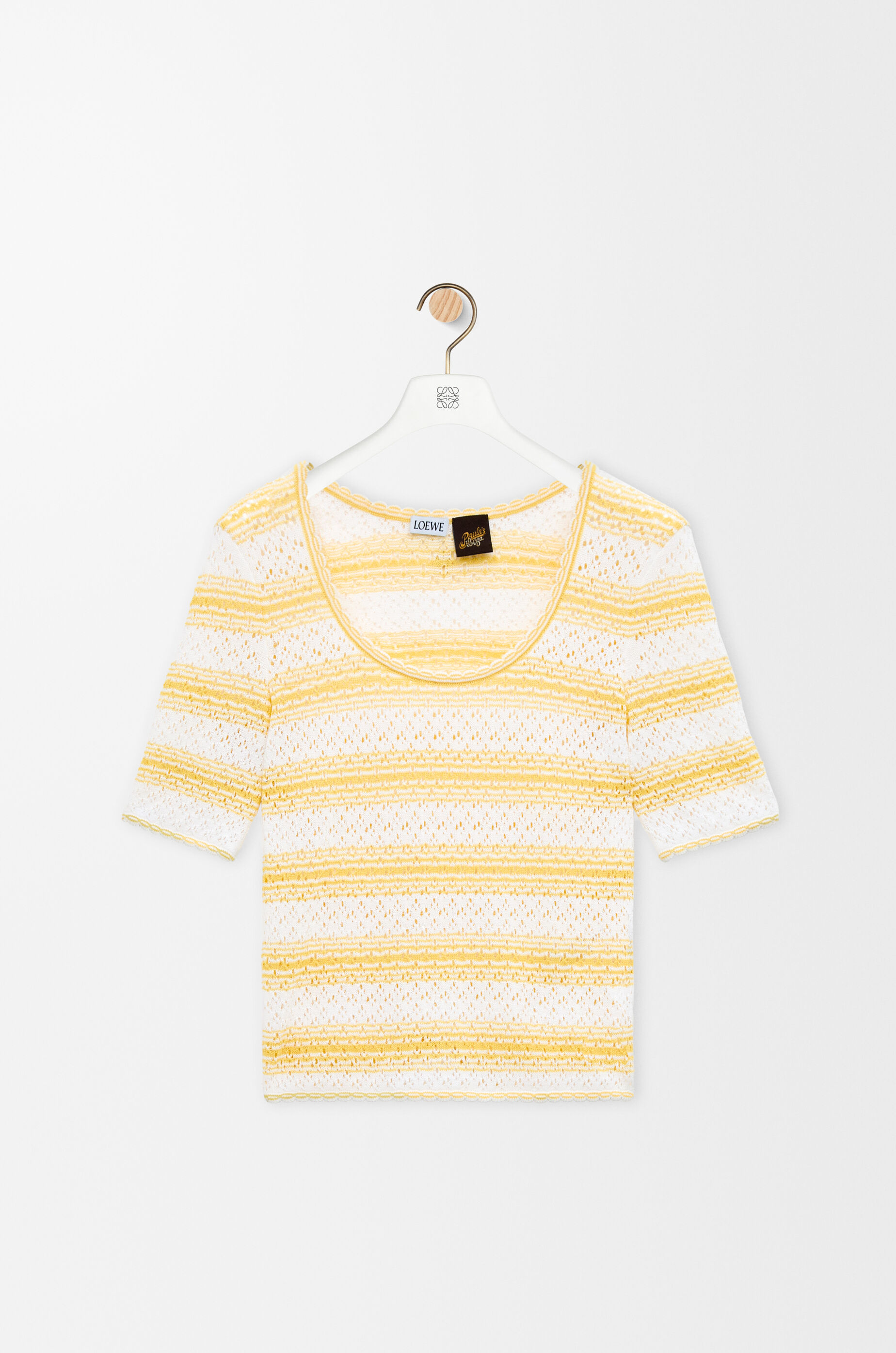 LOEWE Short sleeve sweater in cotton blend White/Yellow