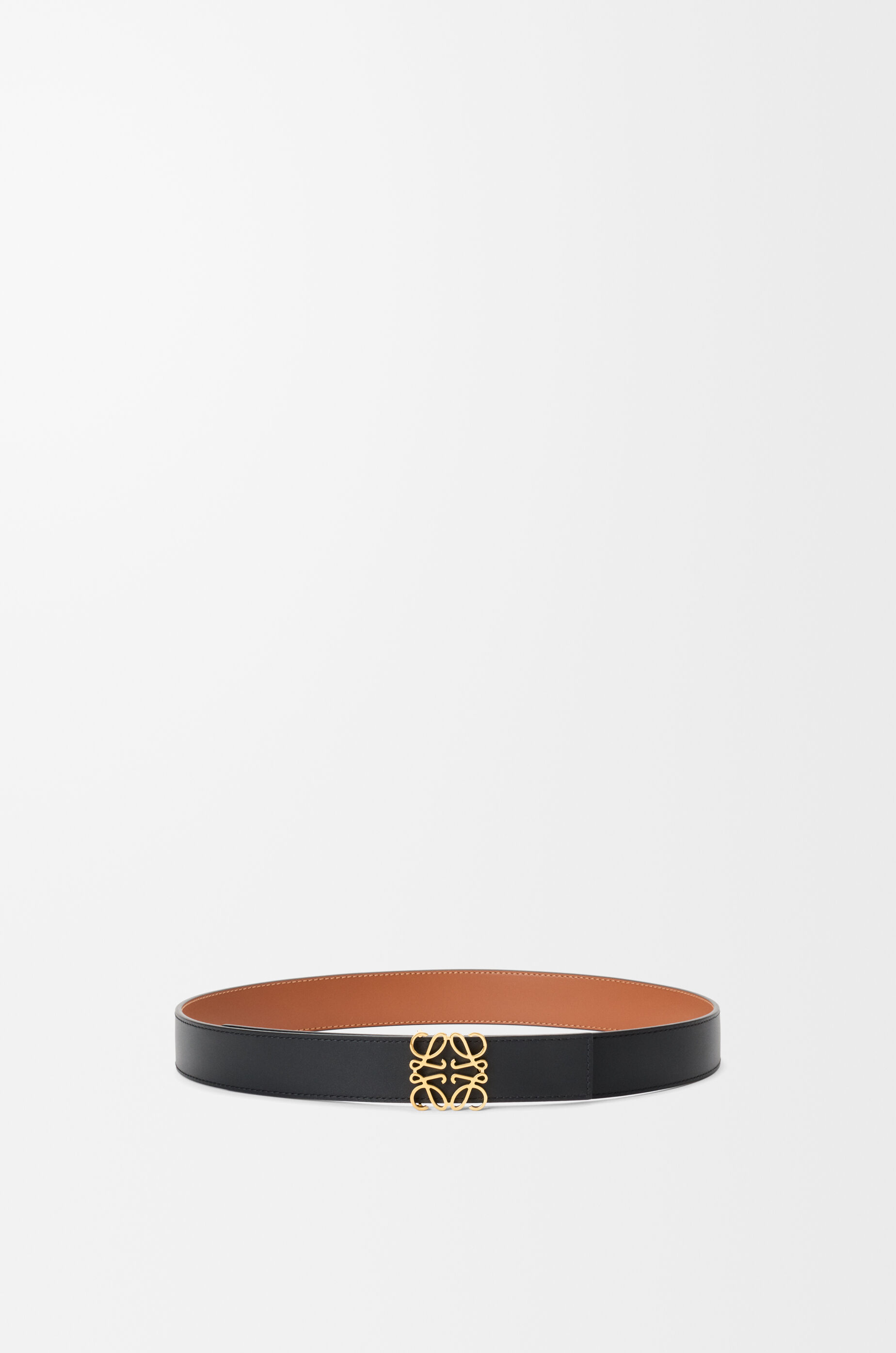 LOEWE Reversible Anagram belt in smooth calfskin Tan/Black/Gold
