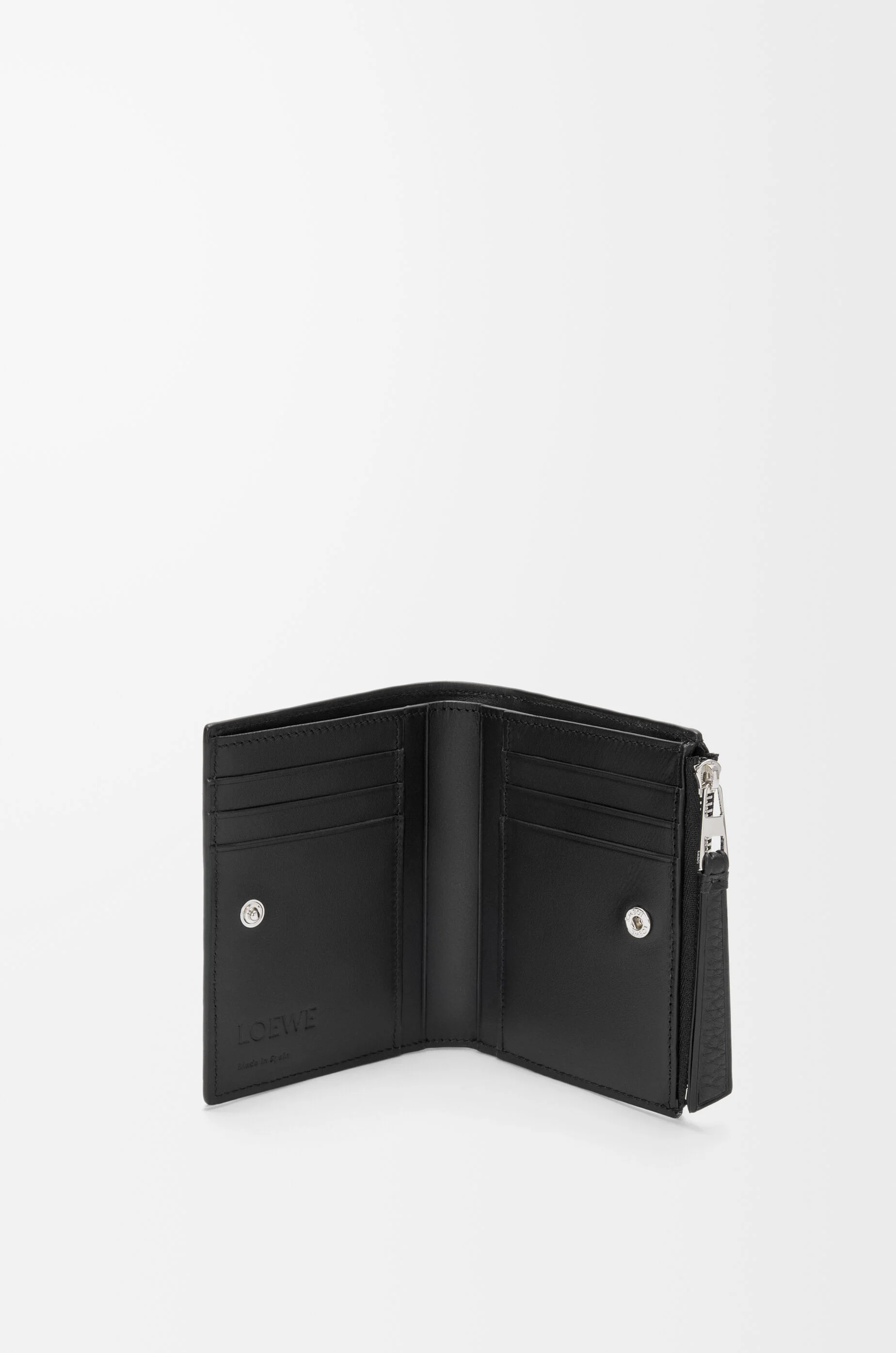 LOEWE Puzzle slim compact wallet in supple grained calfskin Black