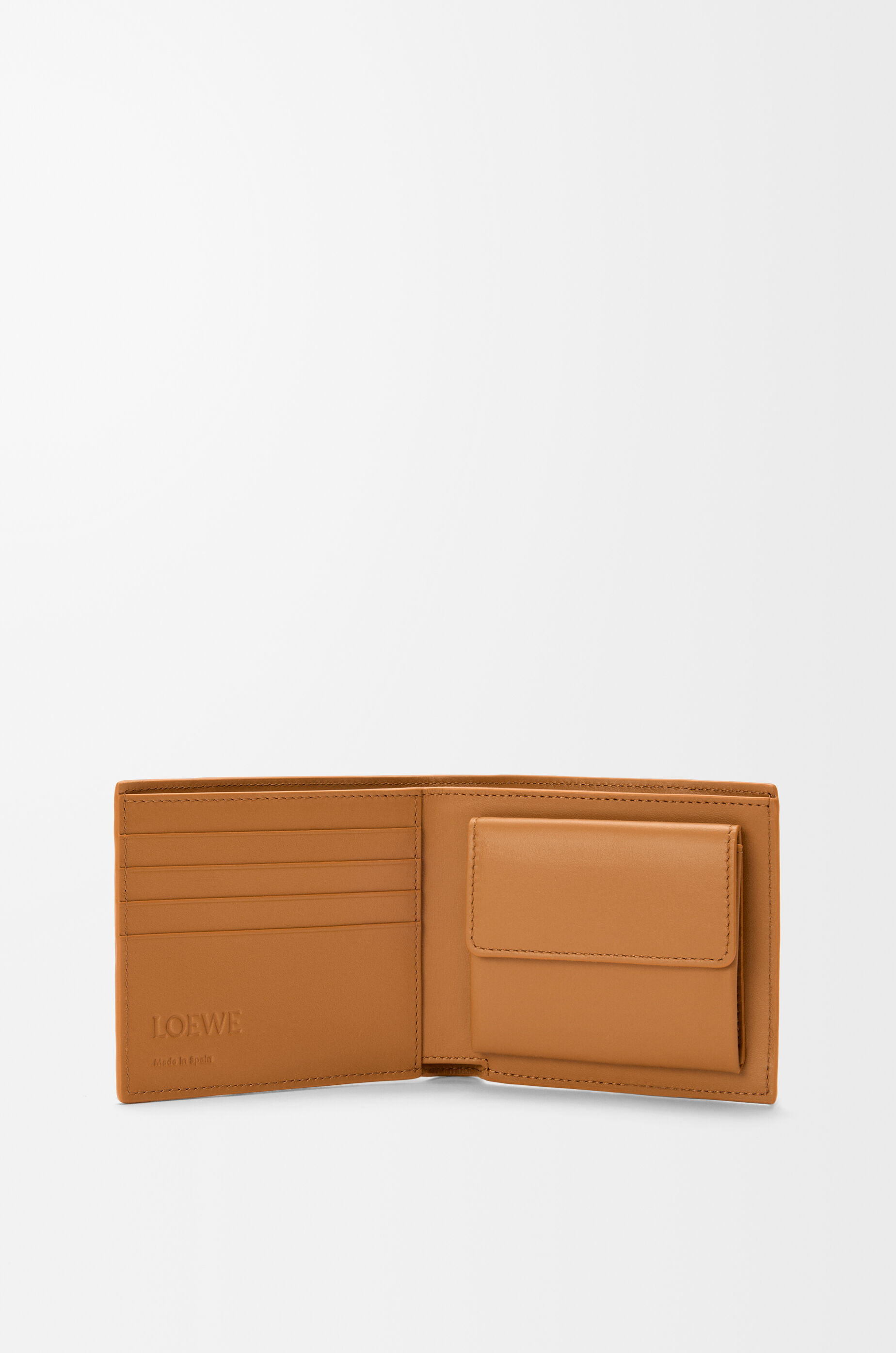 LOEWE Puzzle bifold coin wallet in supple grained calfskin Light Canyon Brown