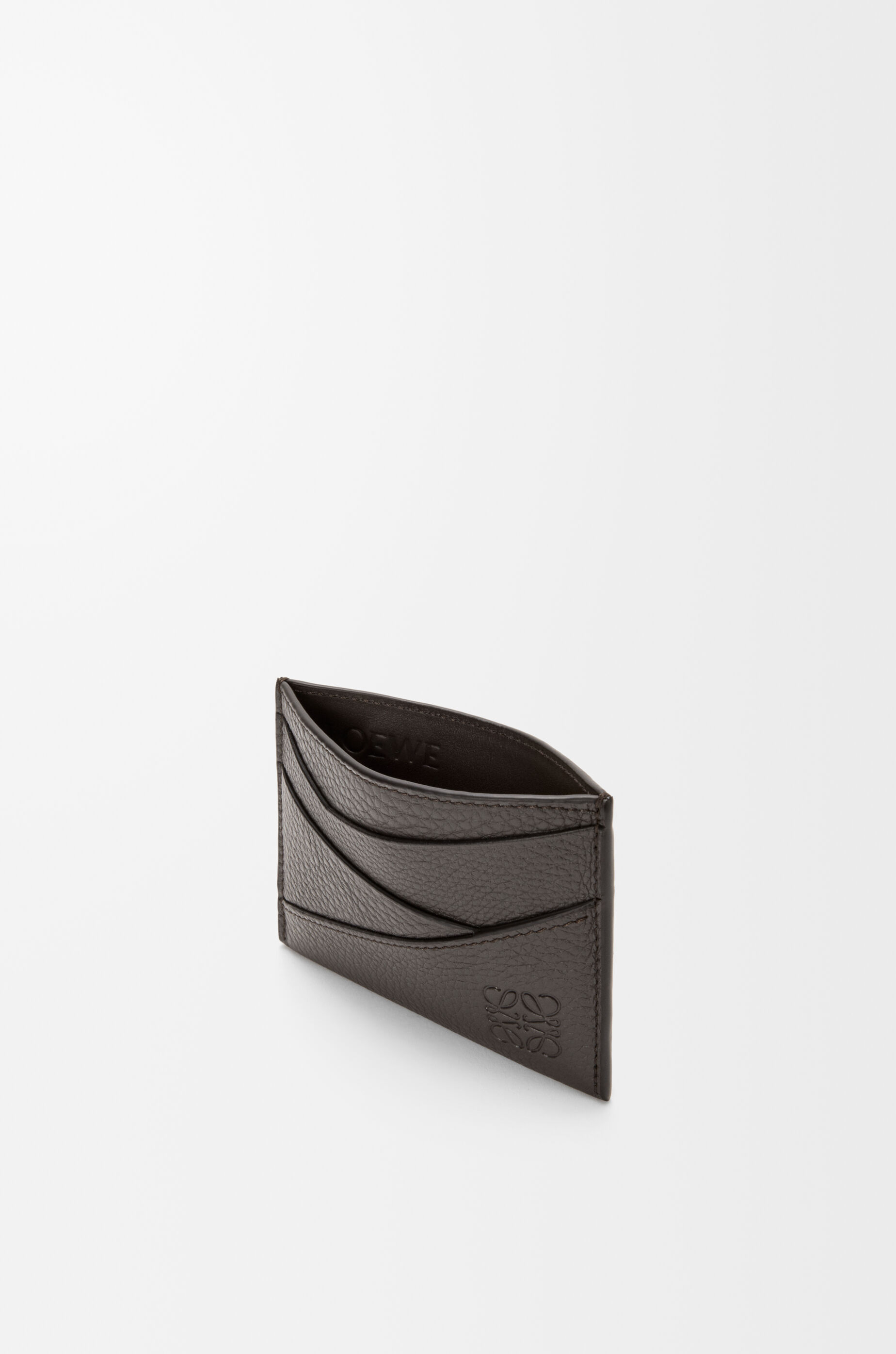 LOEWE Puzzle plain cardholder in supple grained calfskin Dark Grey