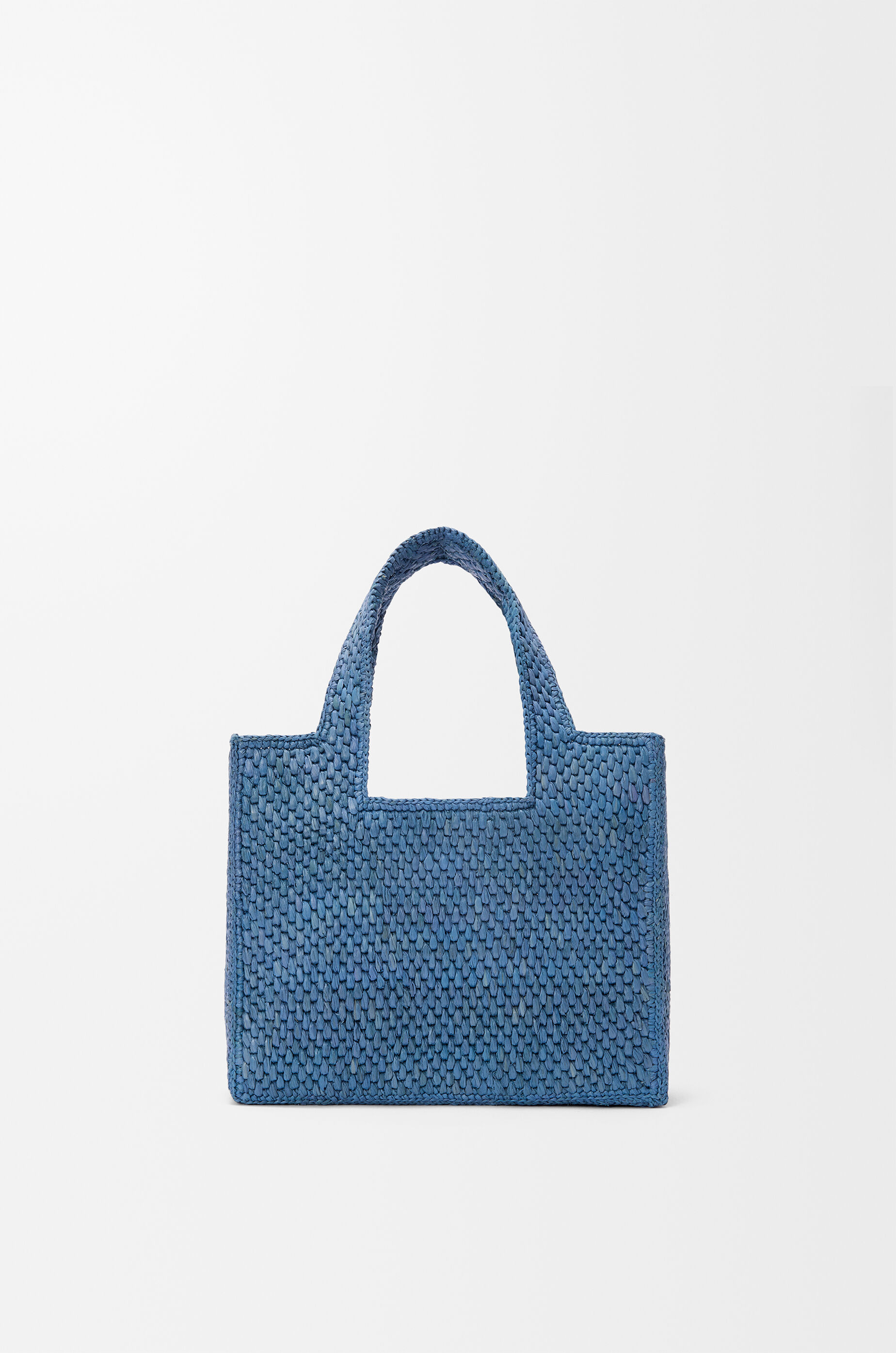 LOEWE Mini LOEWE Font tote in raffia Light Blue