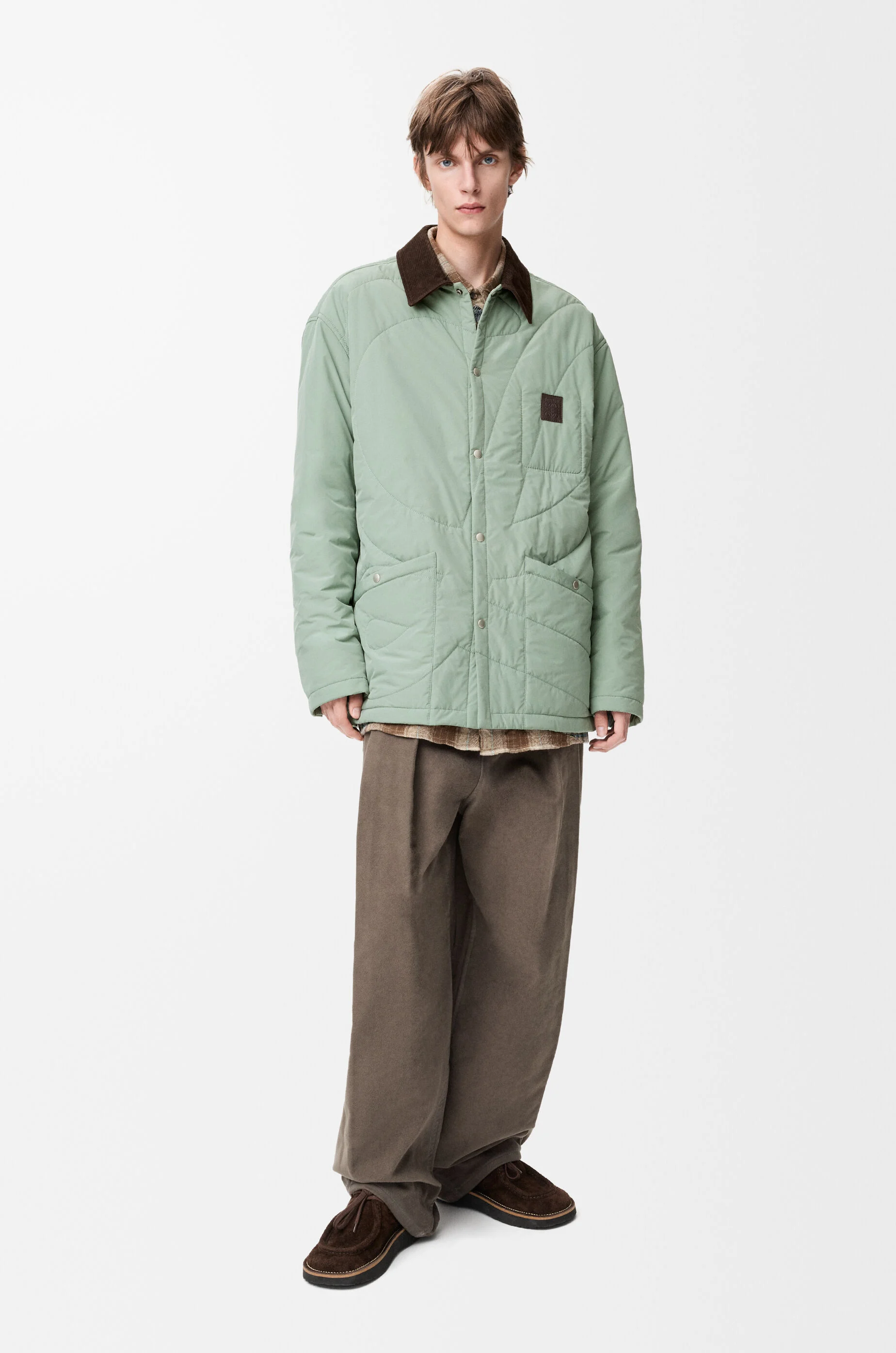 LOEWE Padded overshirt in technical shell Turquoise