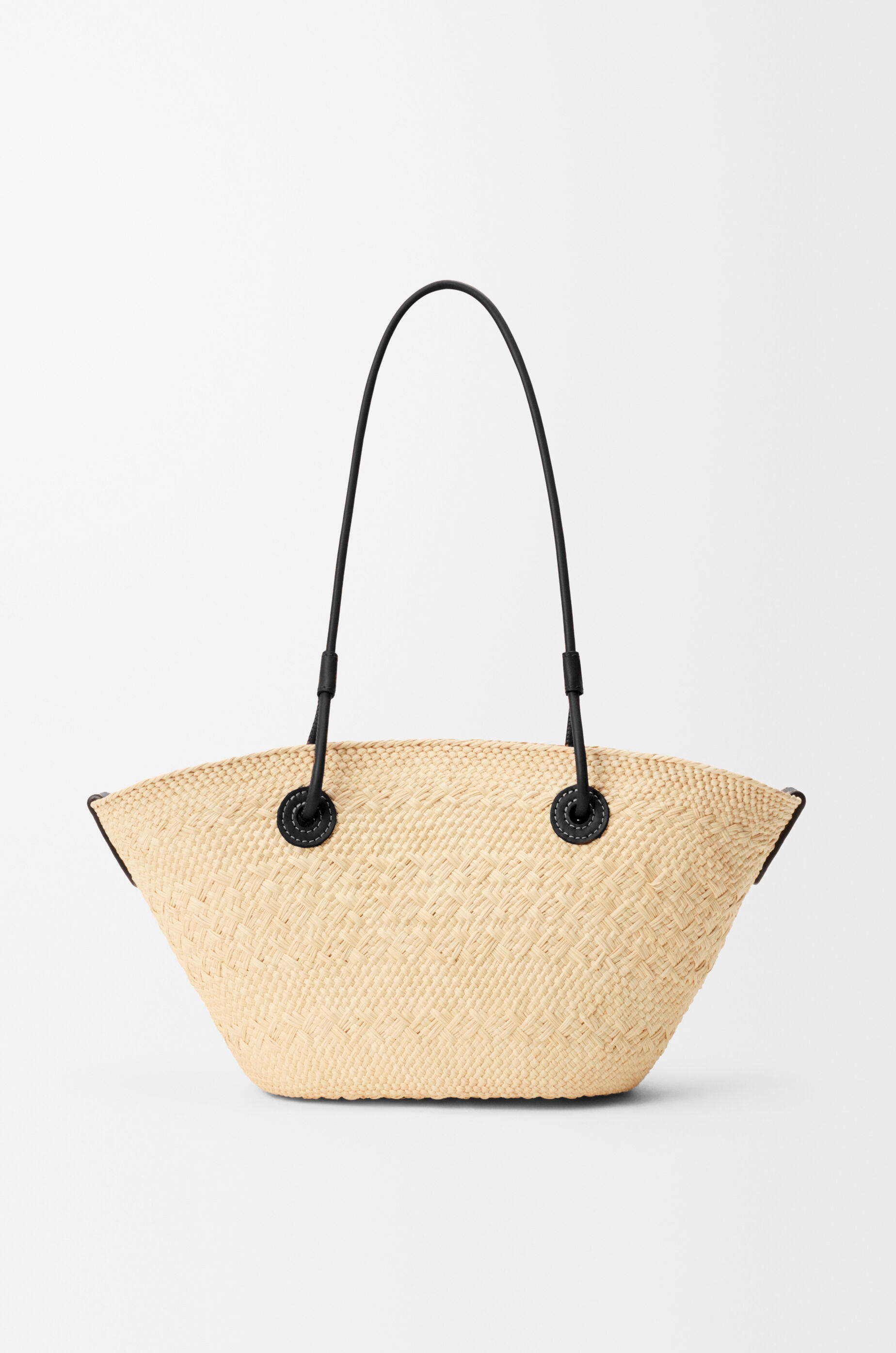 LOEWE Small Anagram basket bag in iraca palm and calfskin Natural/Black
