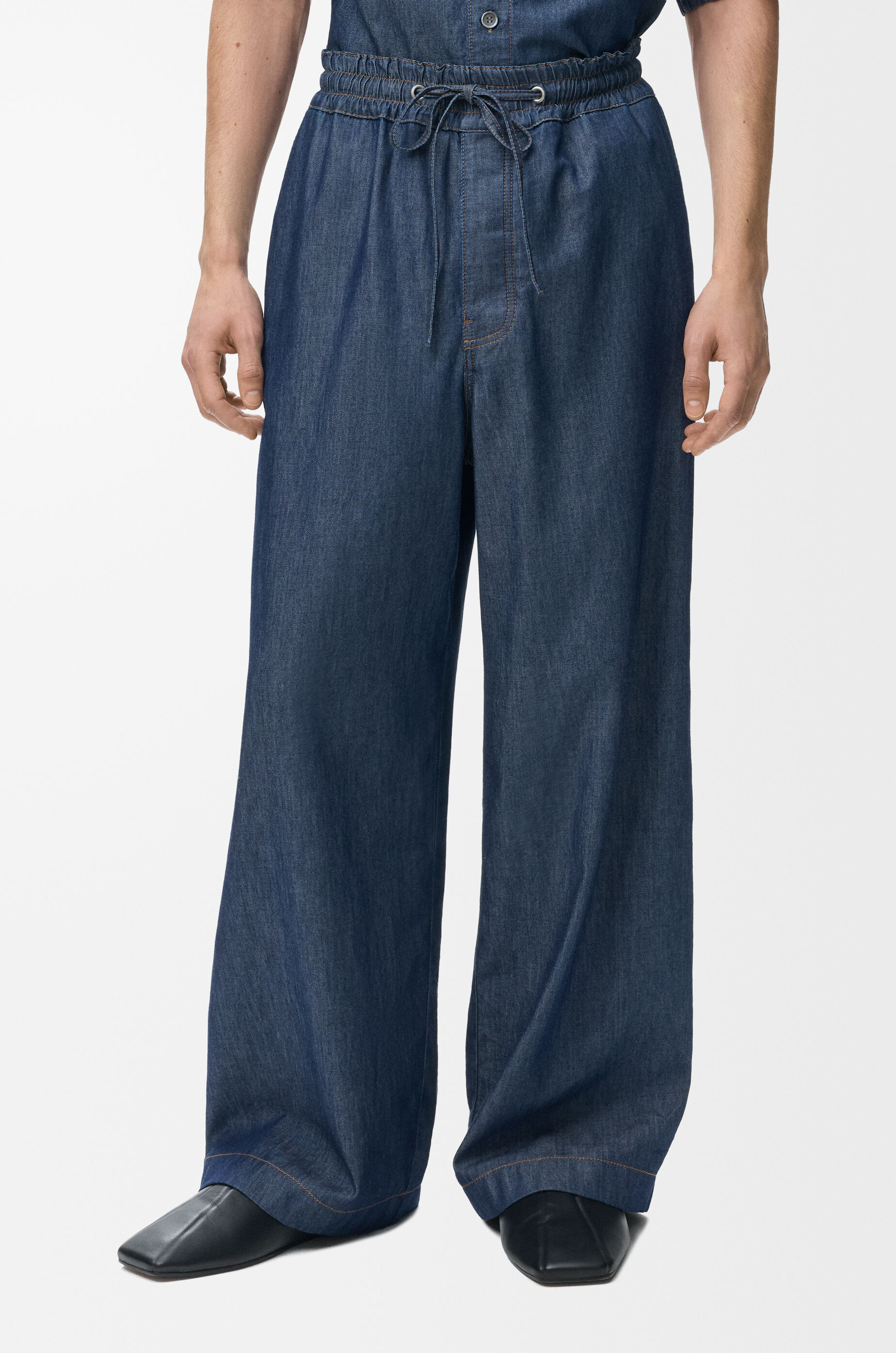 LOEWE Drawstring trousers in cotton Denim Blue