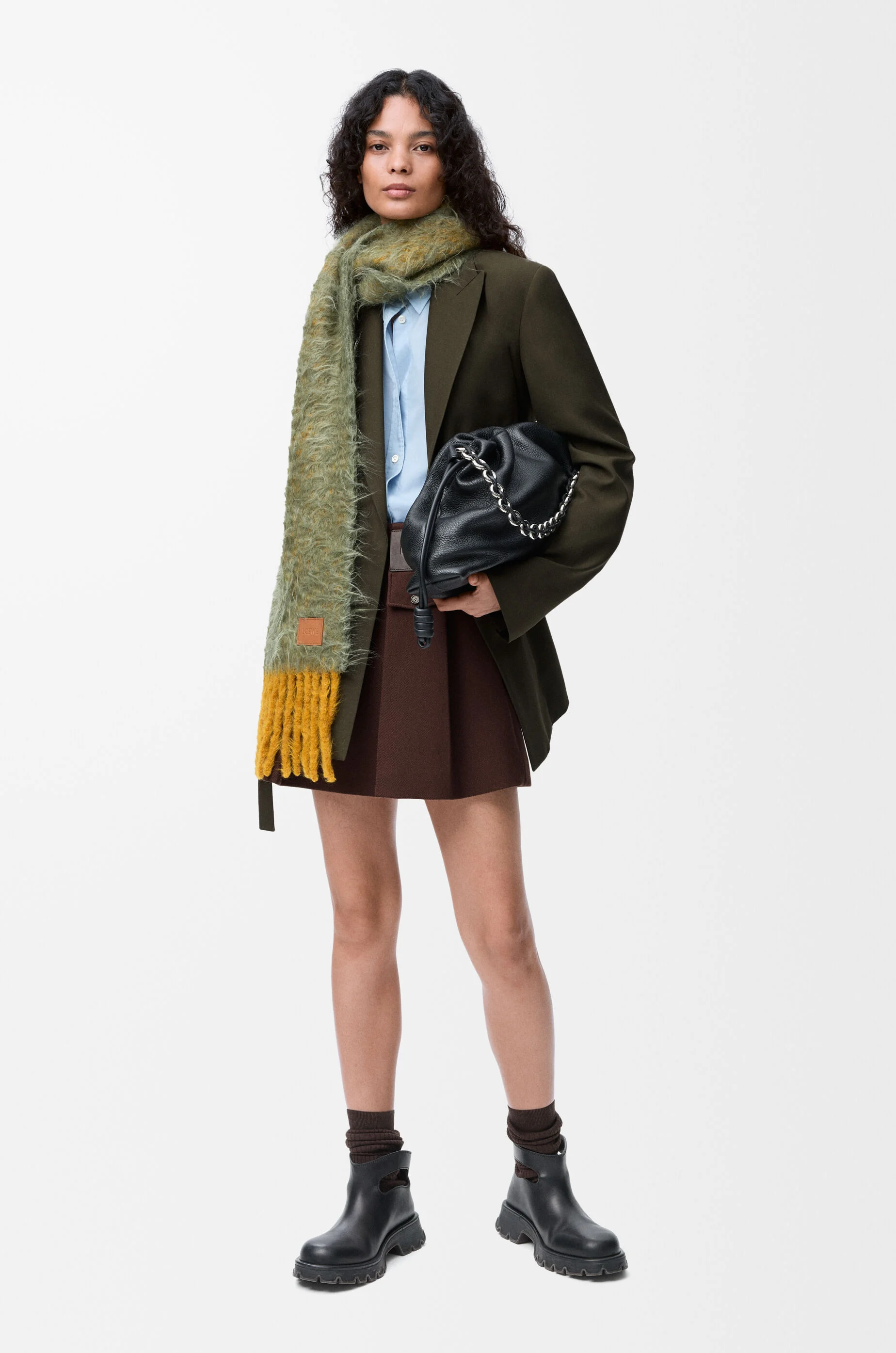LOEWE Mini skirt in wool Dark Brown