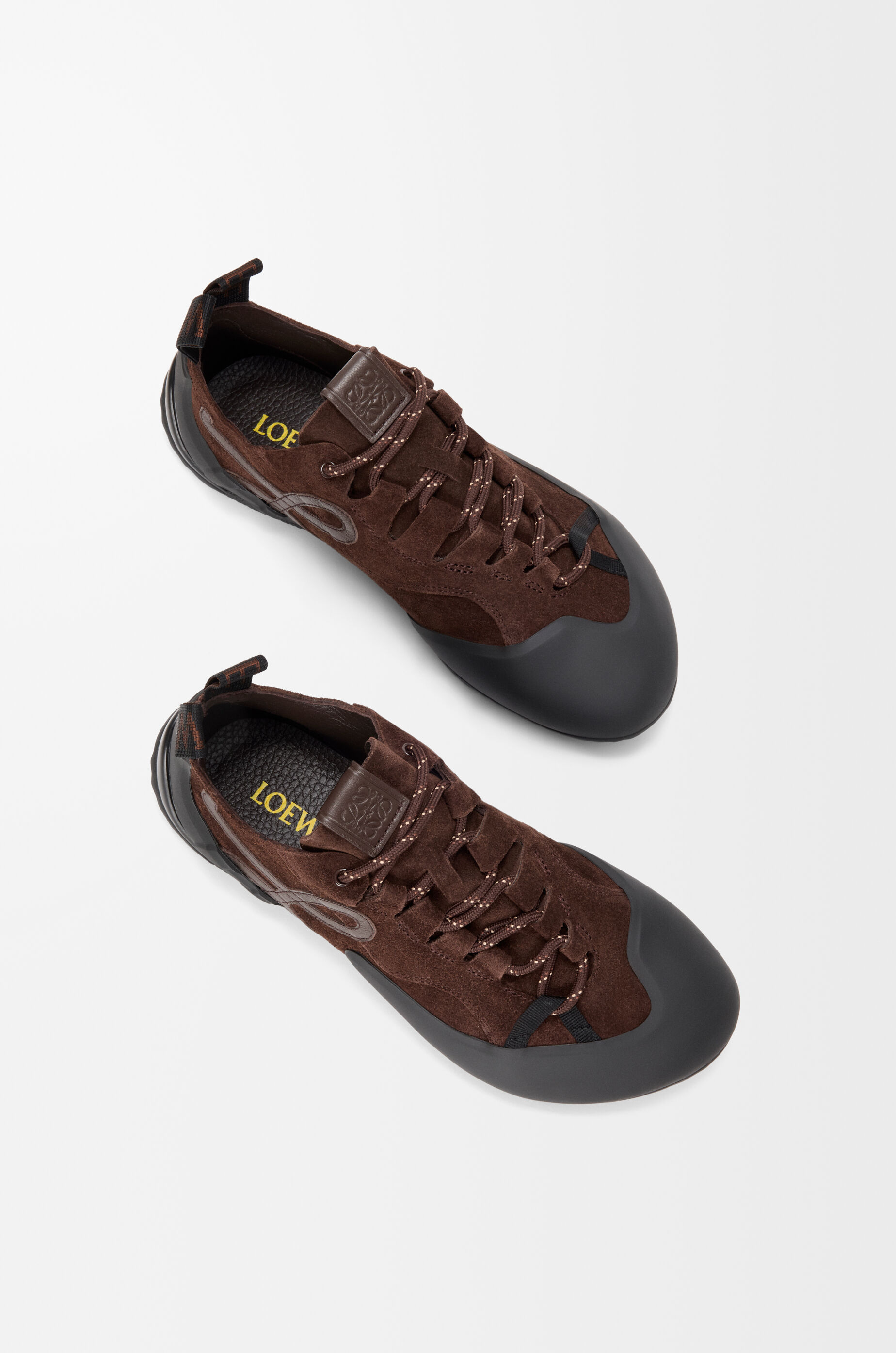 LOEWE Grip sneaker in calfskin suede Dark Brown/Dark Brown