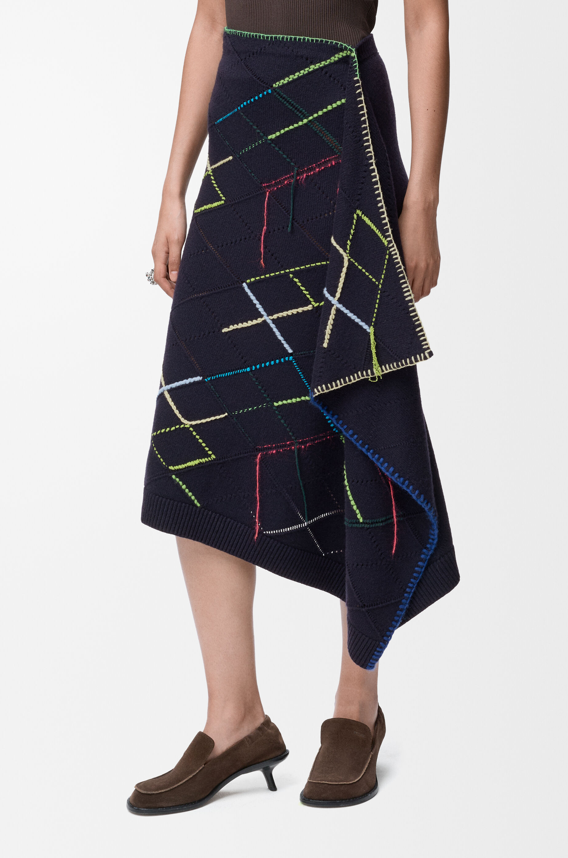 LOEWE Skirt in wool Dark Navy Blue