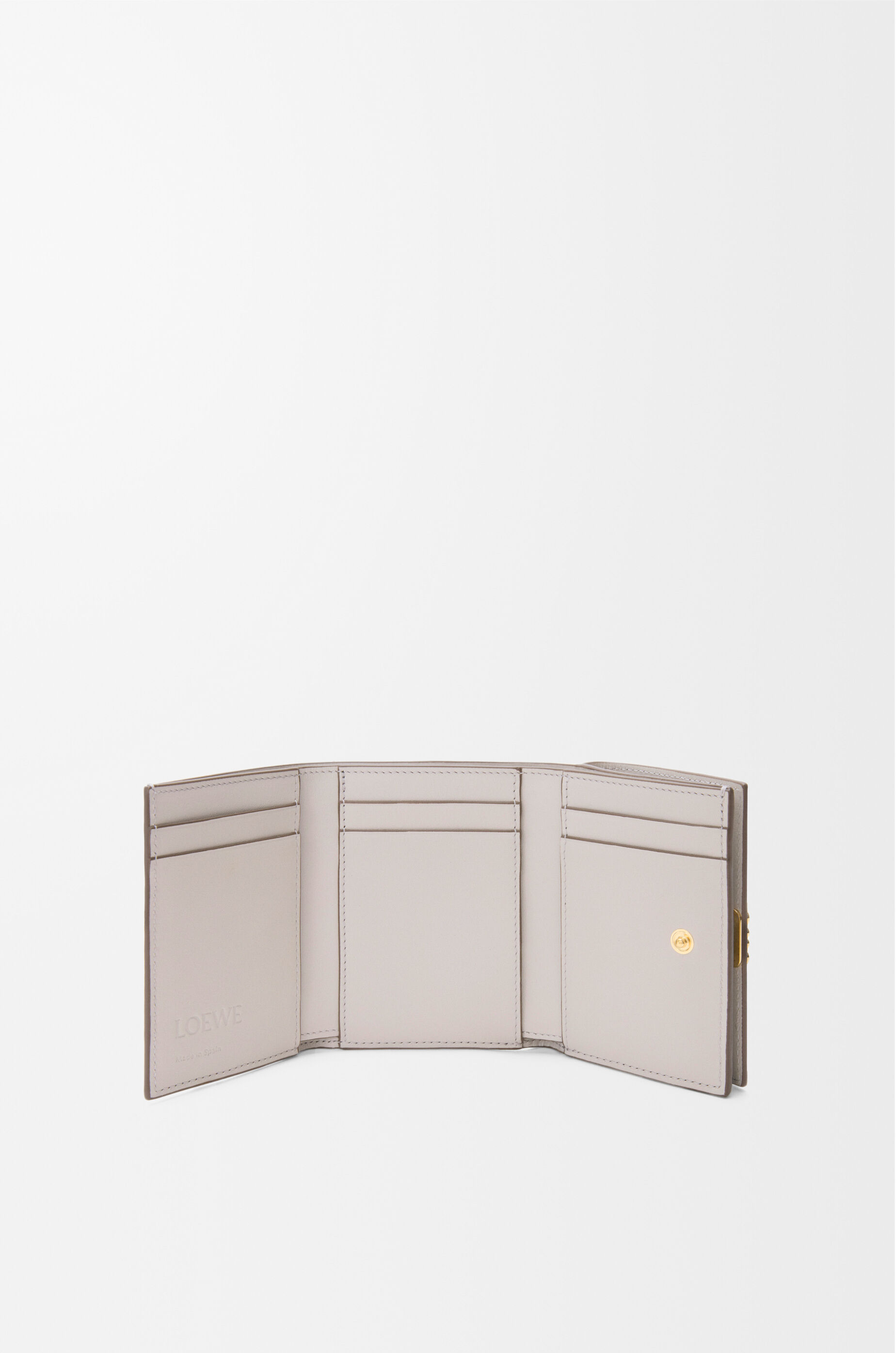 LOEWE Anagram trifold wallet in pebble grained calfskin Light Ghost Grey