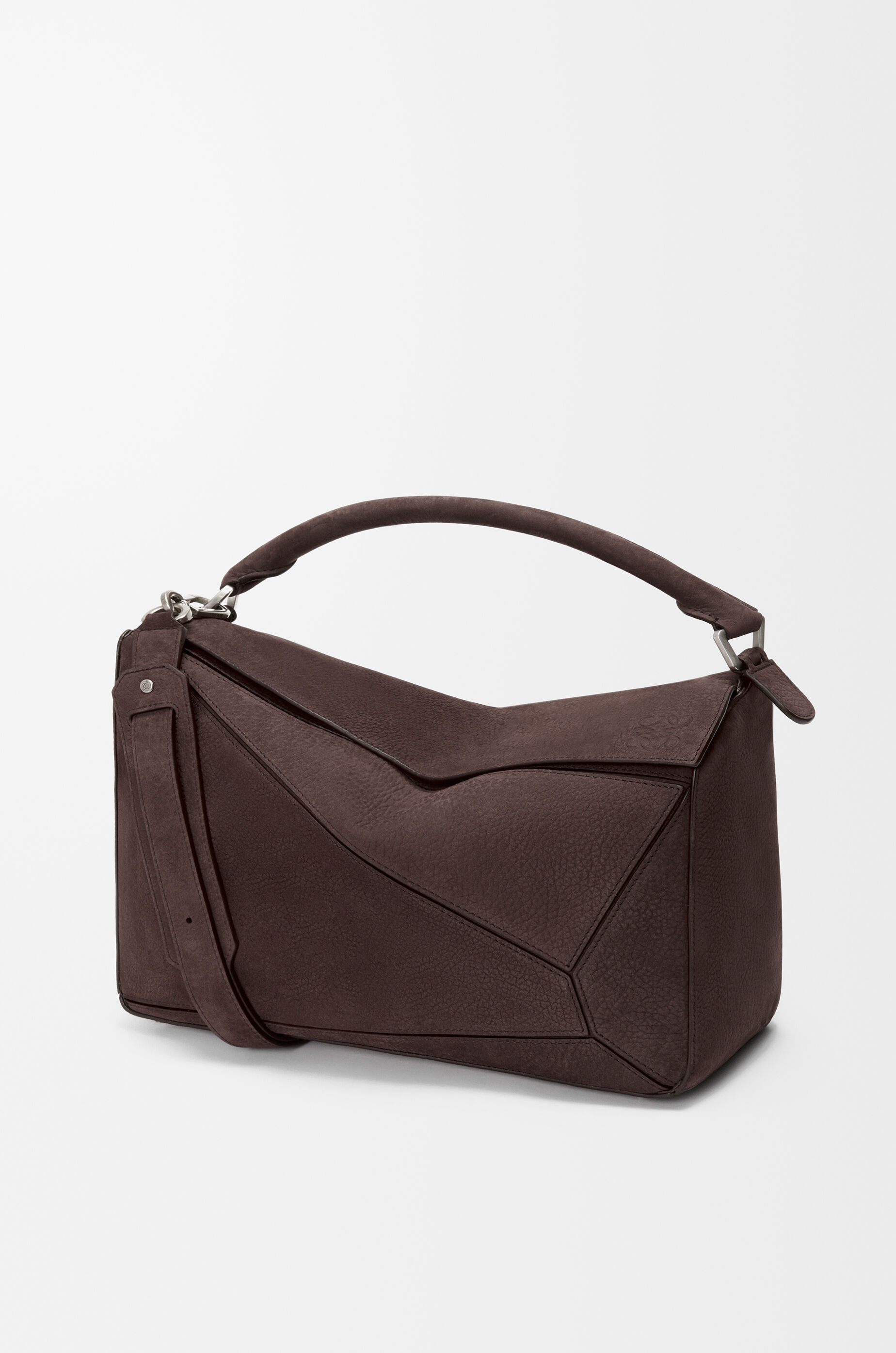 LOEWE Large Puzzle bag in grained nubuck Dark Chestnut