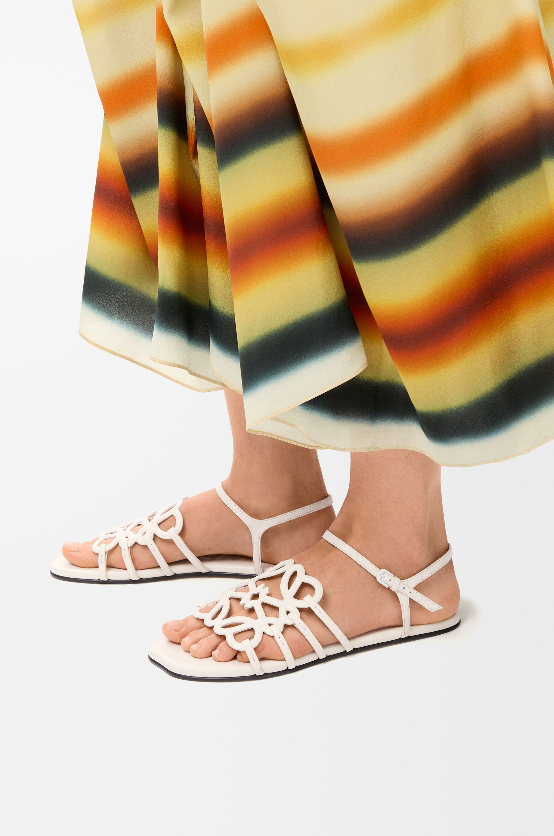 LOEWE Petal Anagram sandal in calfskin White