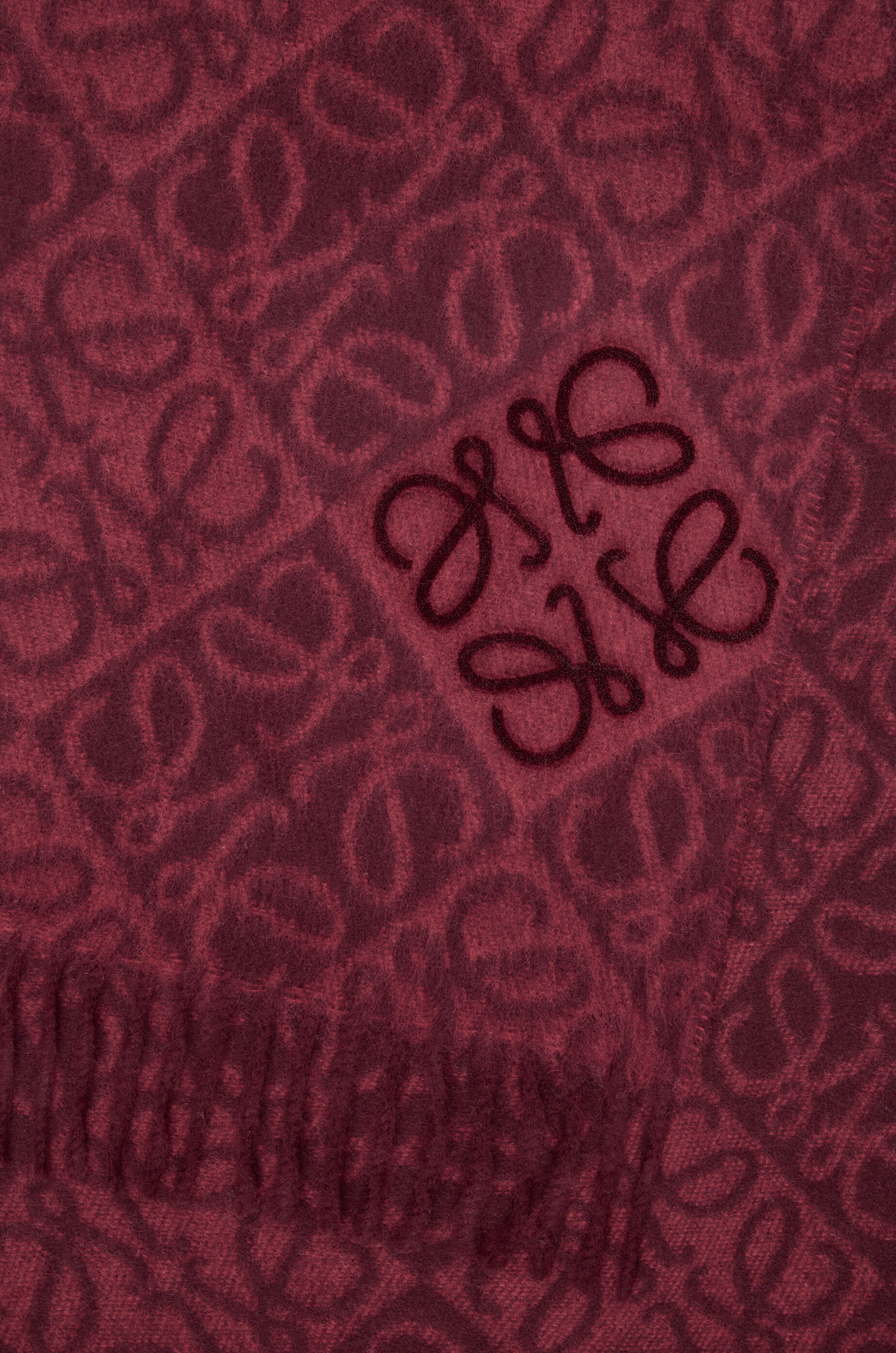 LOEWE Anagram scarf in wool and cashmere Dark Burgundy