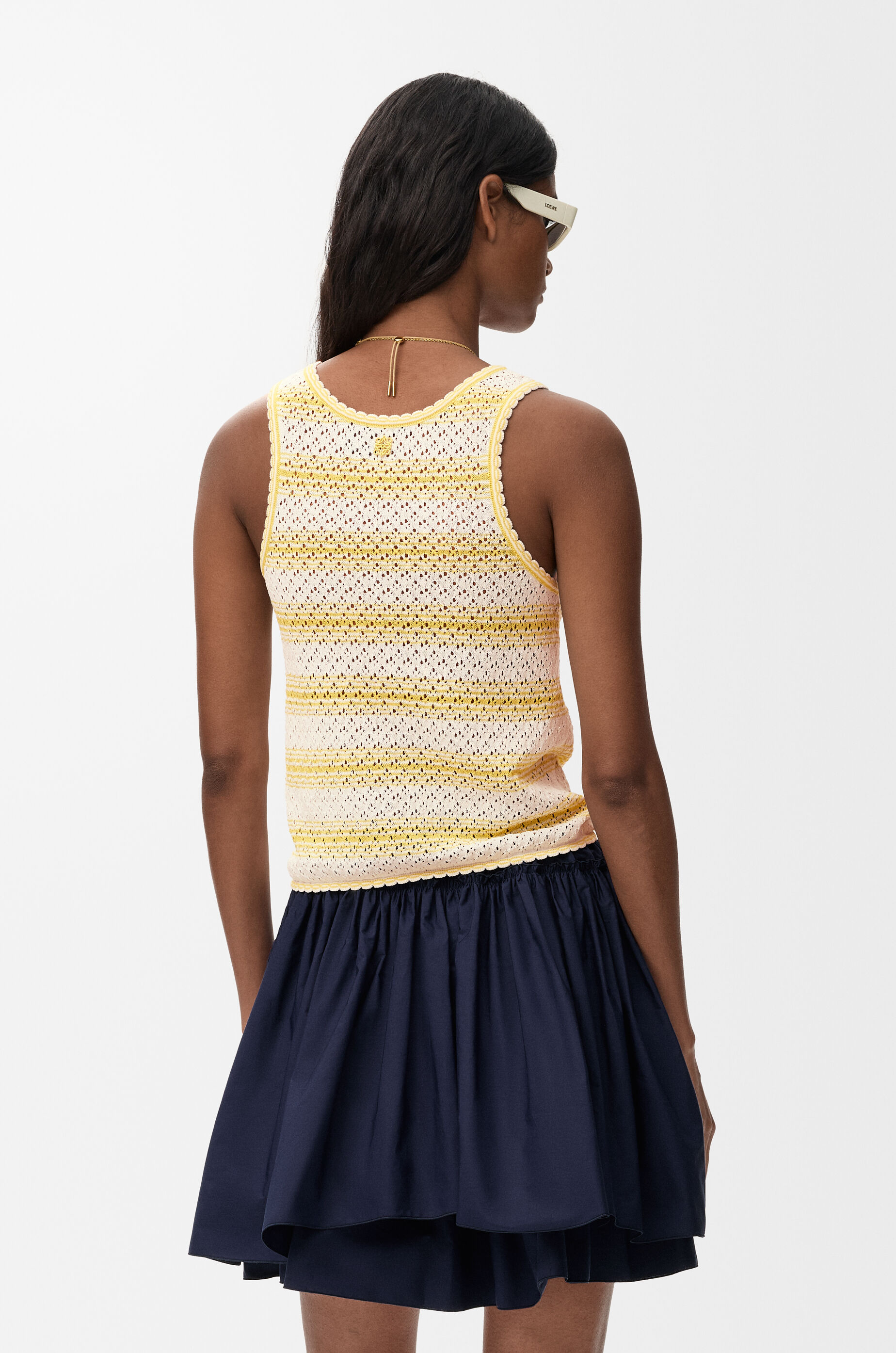 LOEWE Top in cotton blend White/Yellow