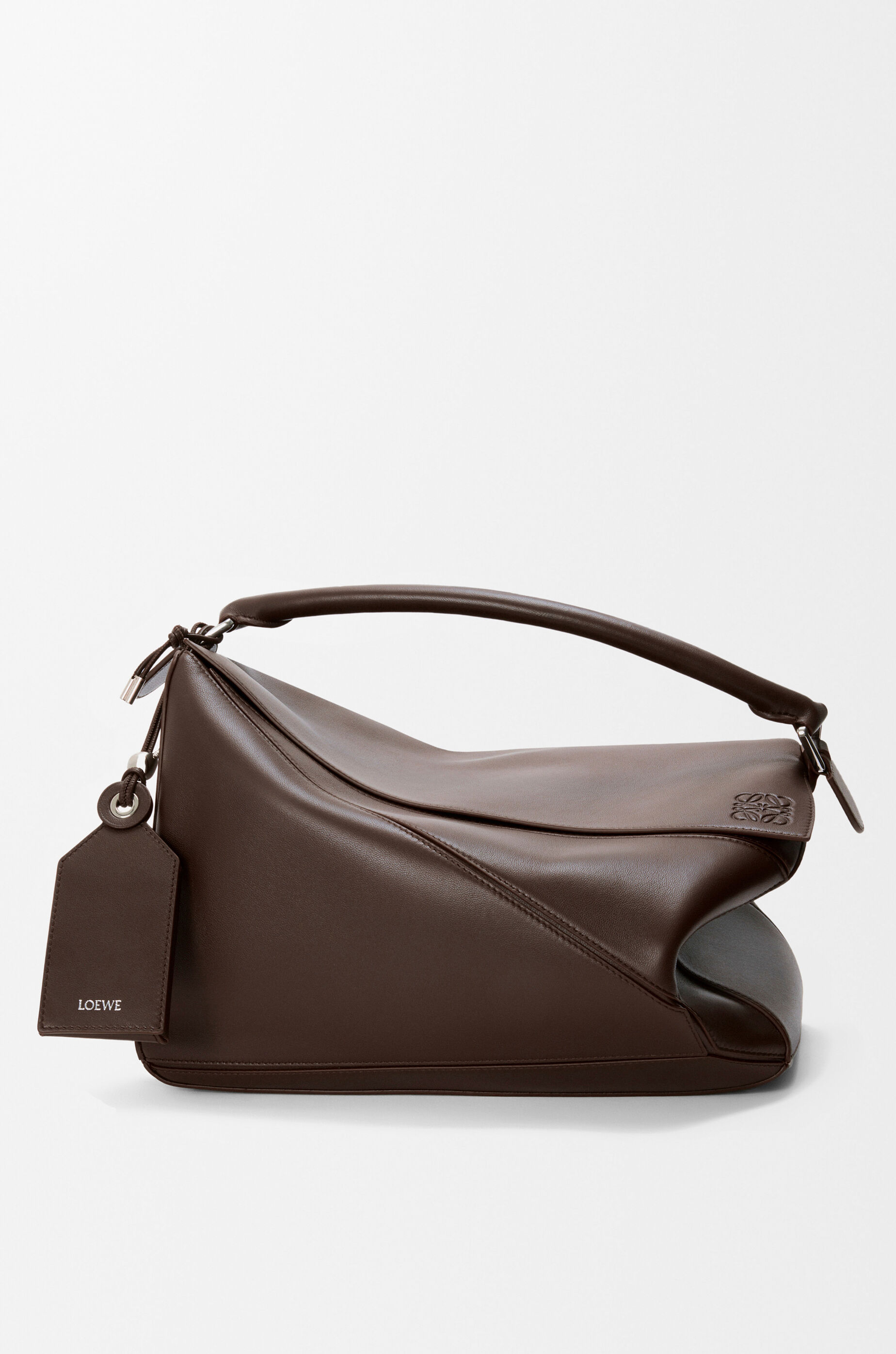 LOEWE Large Featherlight Puzzle bag in nappa lambskin Dark Chestnut