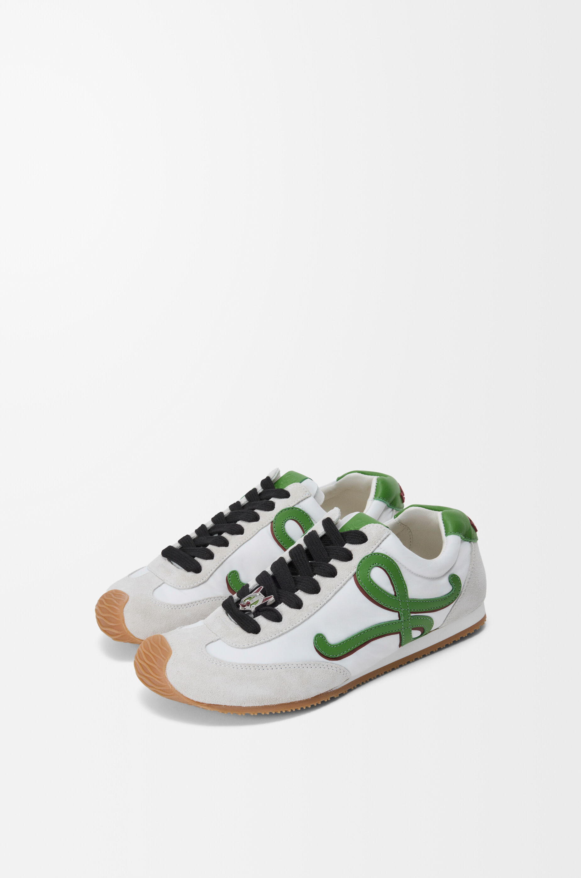LOEWE Ballet Runner 2.0 in nylon and calfskin White/Grass Green/Dark Orang