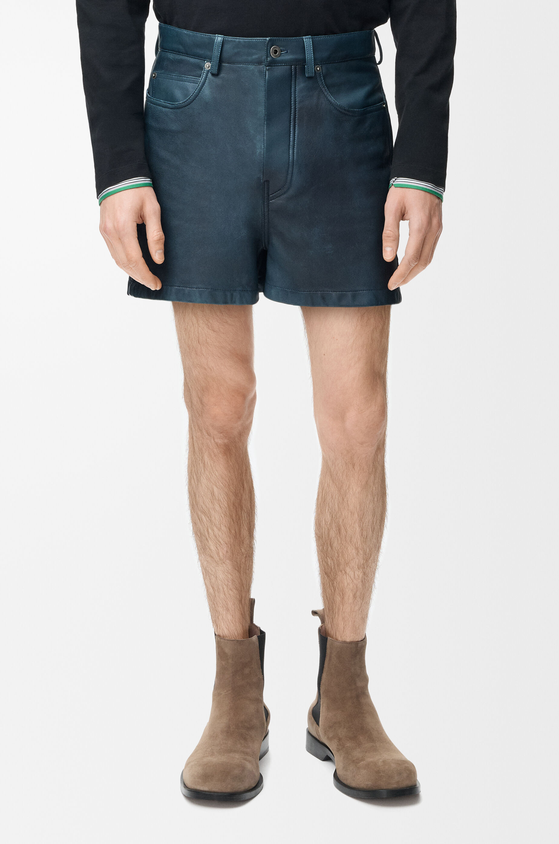 LOEWE Shorts in nappa lambskin Dark Blue Green