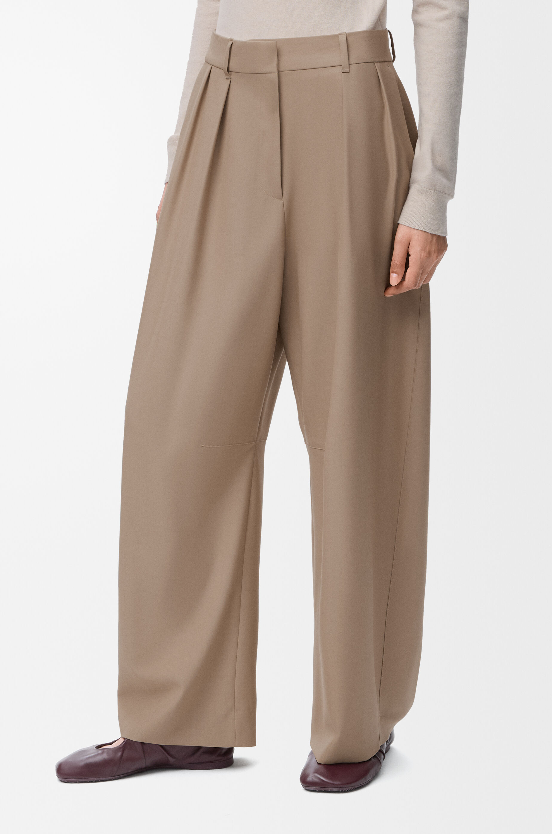 LOEWE Barrel trousers in wool Sand